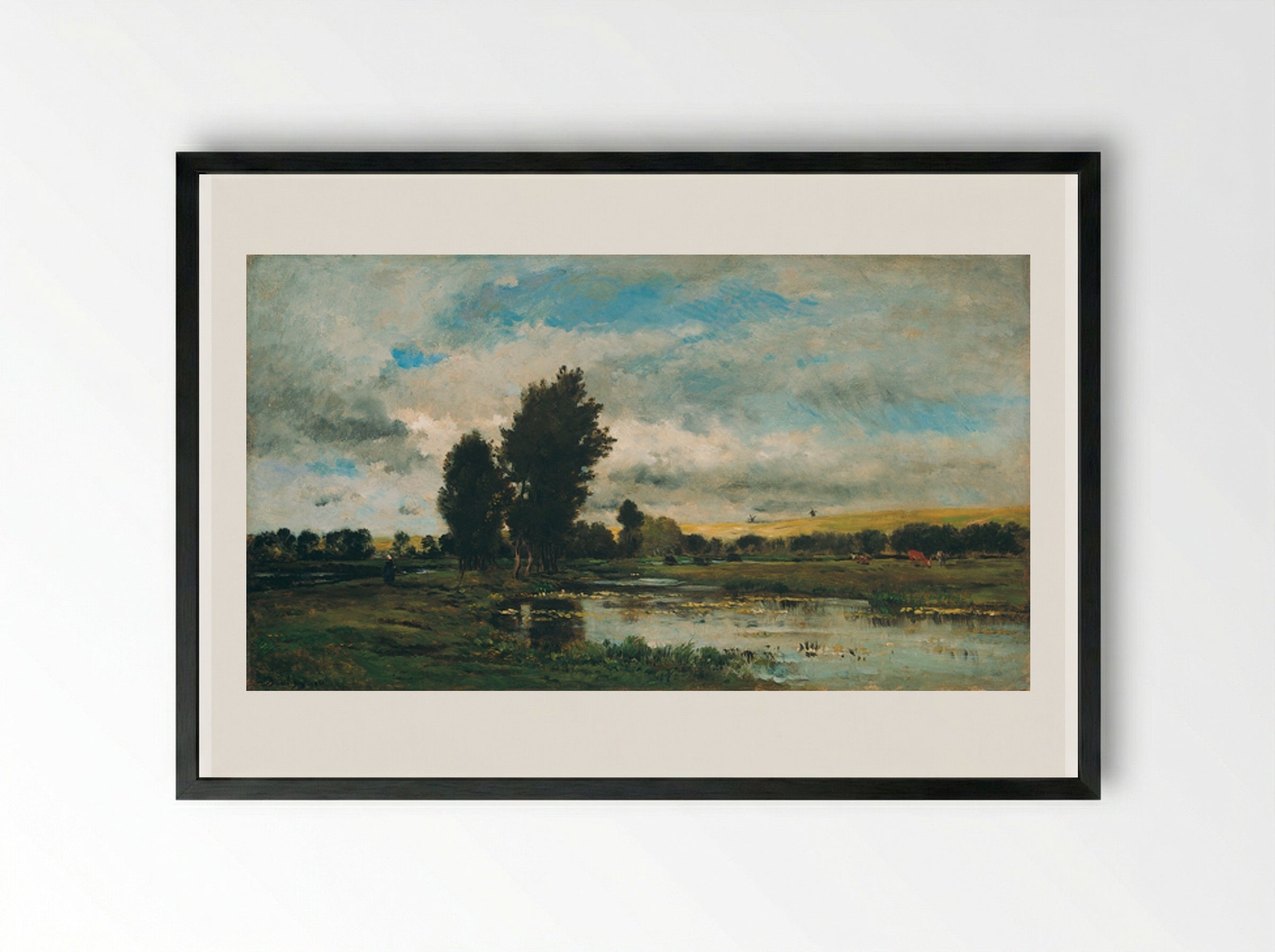 French Coastal Scene - Charles-Francois Daubigny - Framed Print Black