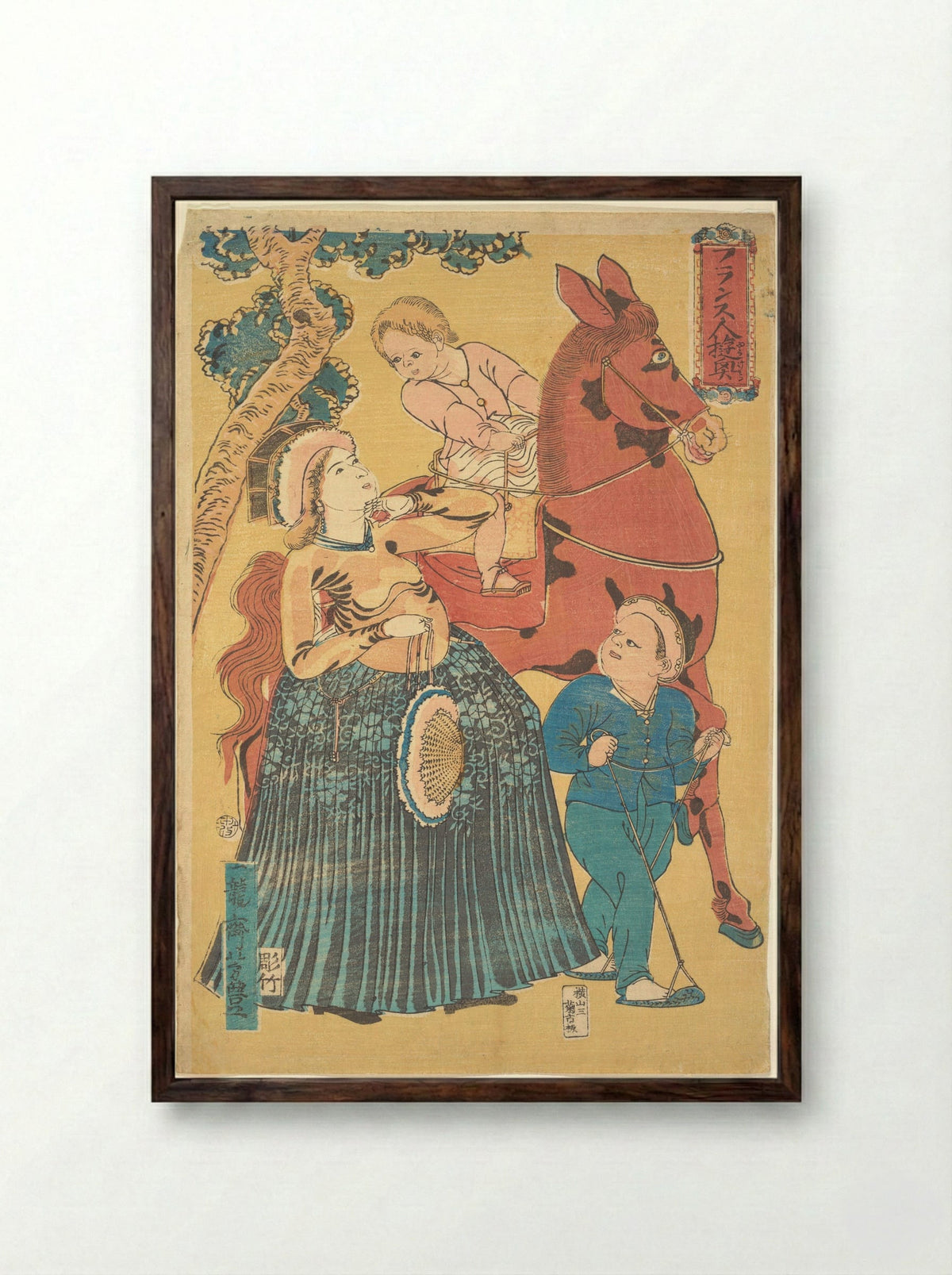 French Pastimes - Ichiryūsai Yoshitoyo - Framed Print Dark Wood