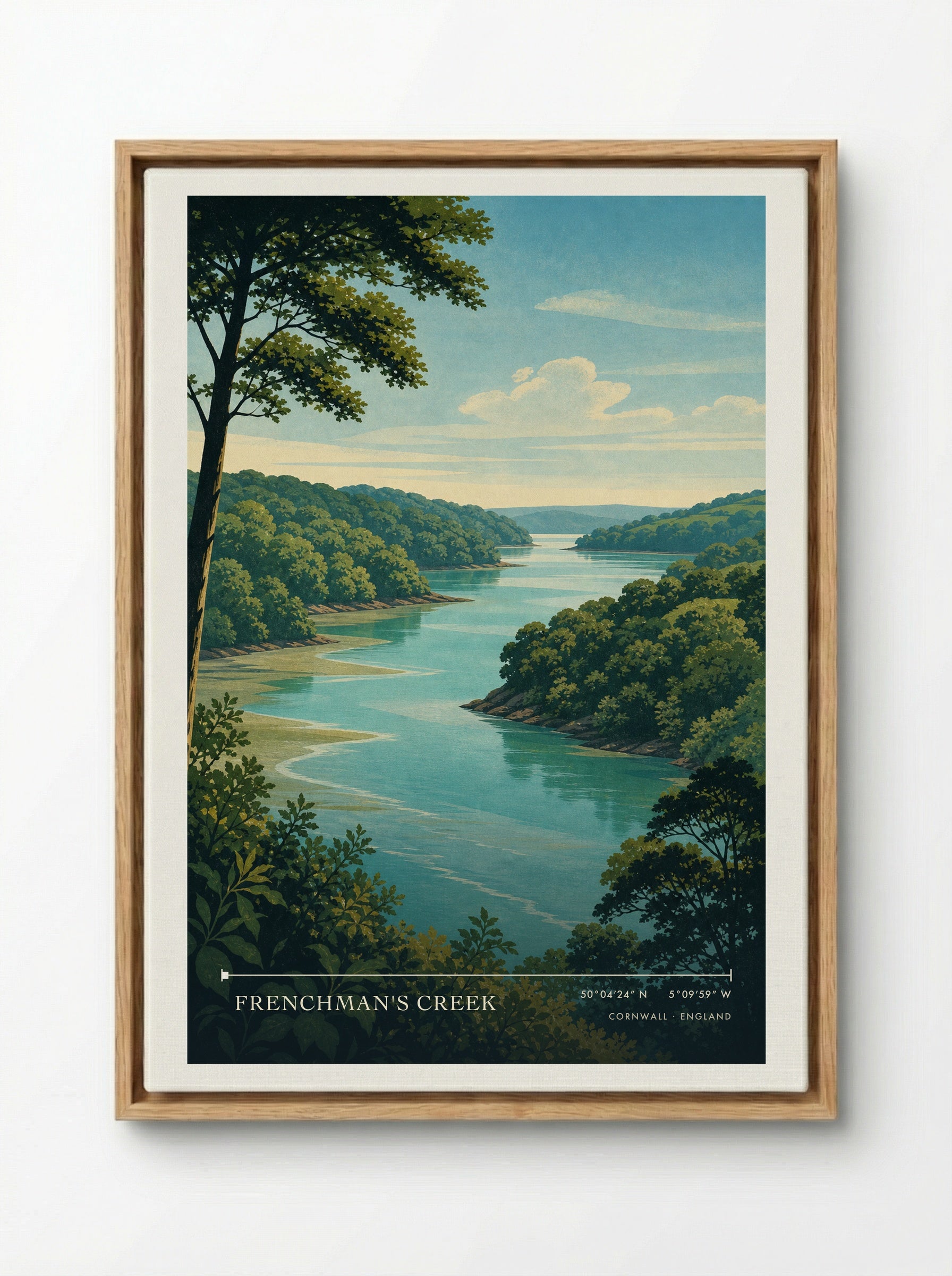 Frenchman's Creek Cornwall England Travel Poster - Framed Canvas Wood
