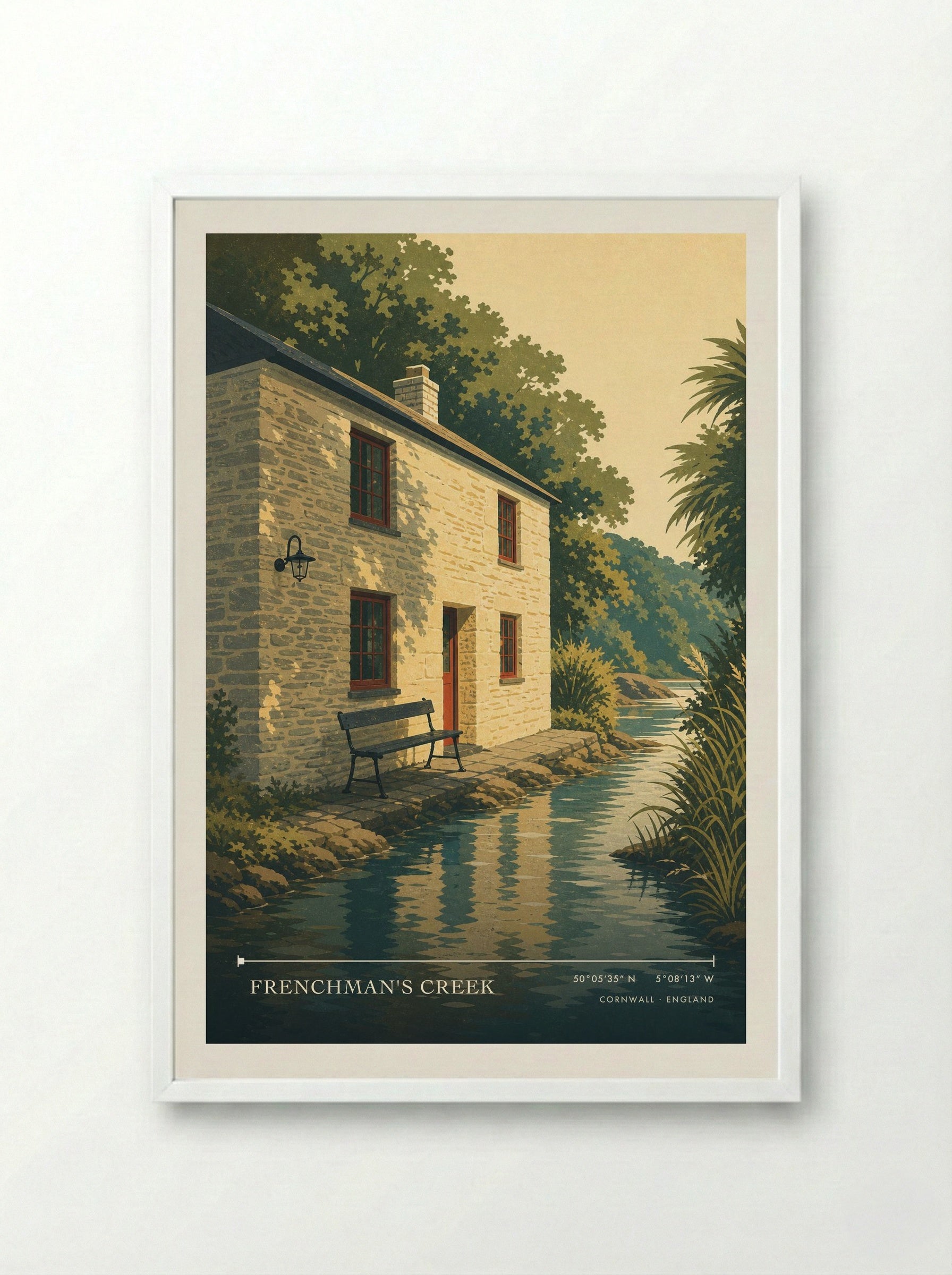 Frenchman's Creek Cornwall England Travel Poster - Framed Print White