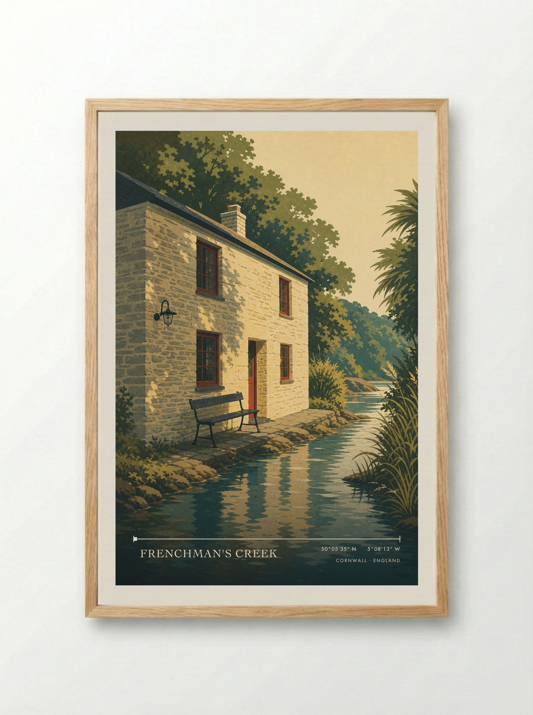 Frenchman's Creek Cornwall England Travel Poster - Framed Print Wood