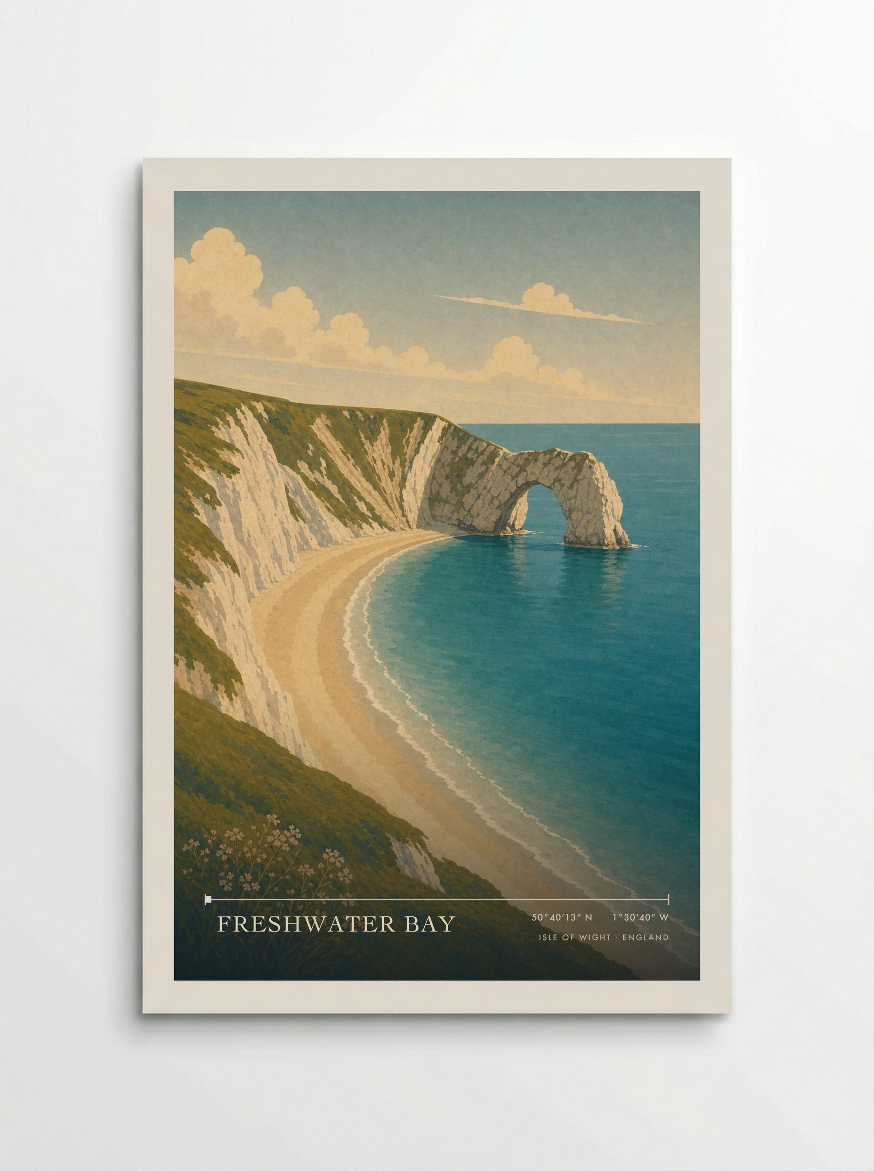 Freshwater Bay Isle of Wight England Travel Poster - Poster