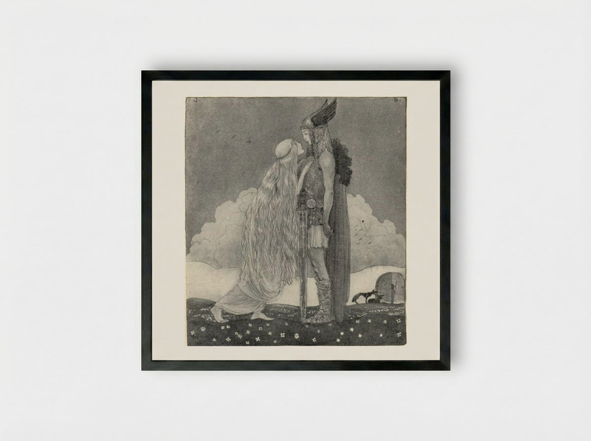 Freyja and Svipdag - John Bauer - Framed Print Black