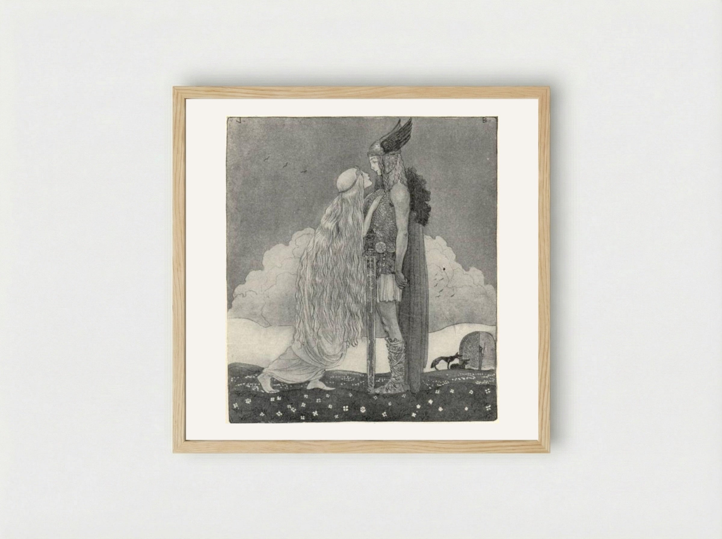 Freyja and Svipdag - John Bauer - Framed Print Wood