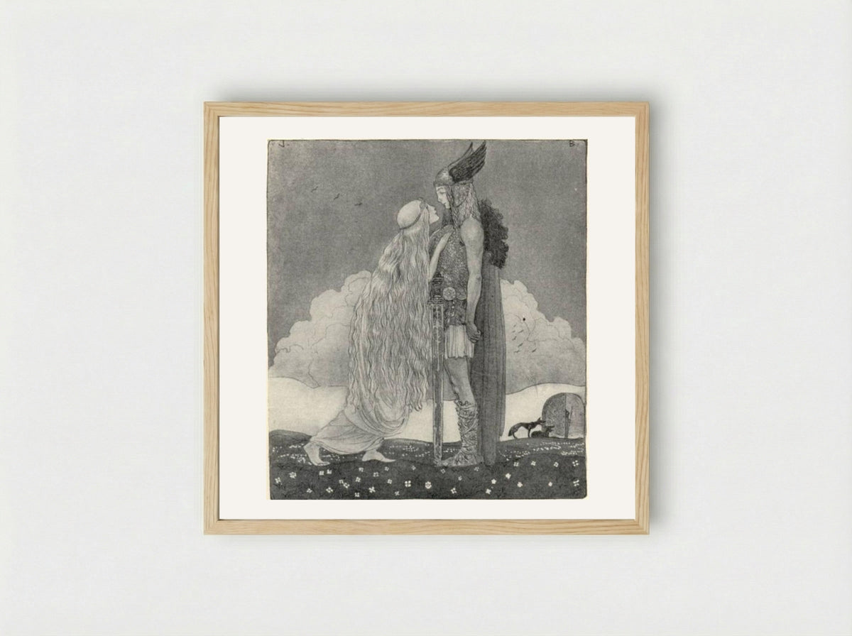 Freyja and Svipdag - John Bauer - Framed Print Wood