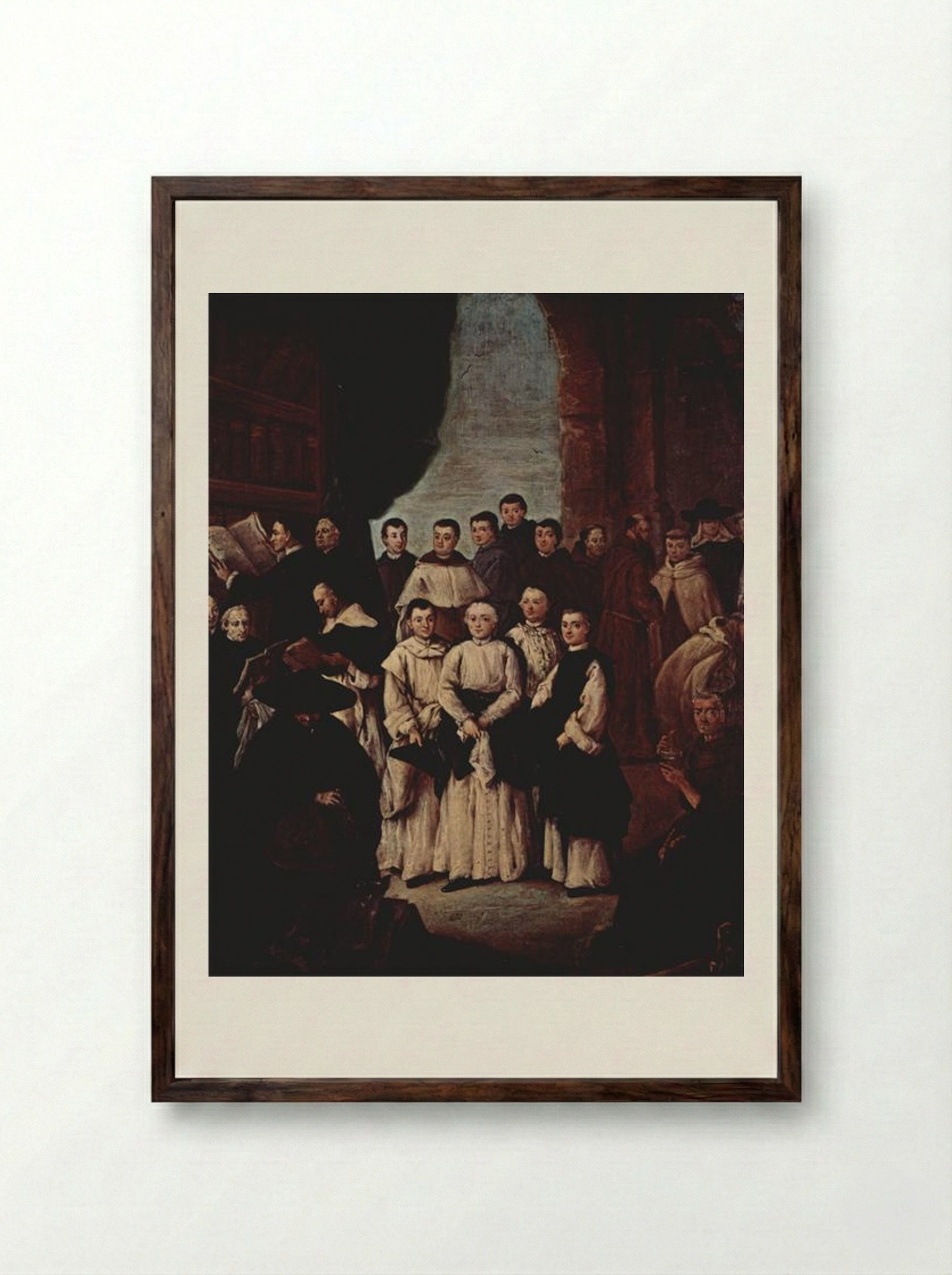 Friars in Venice - Pietro Longhi - Framed Print Dark Wood