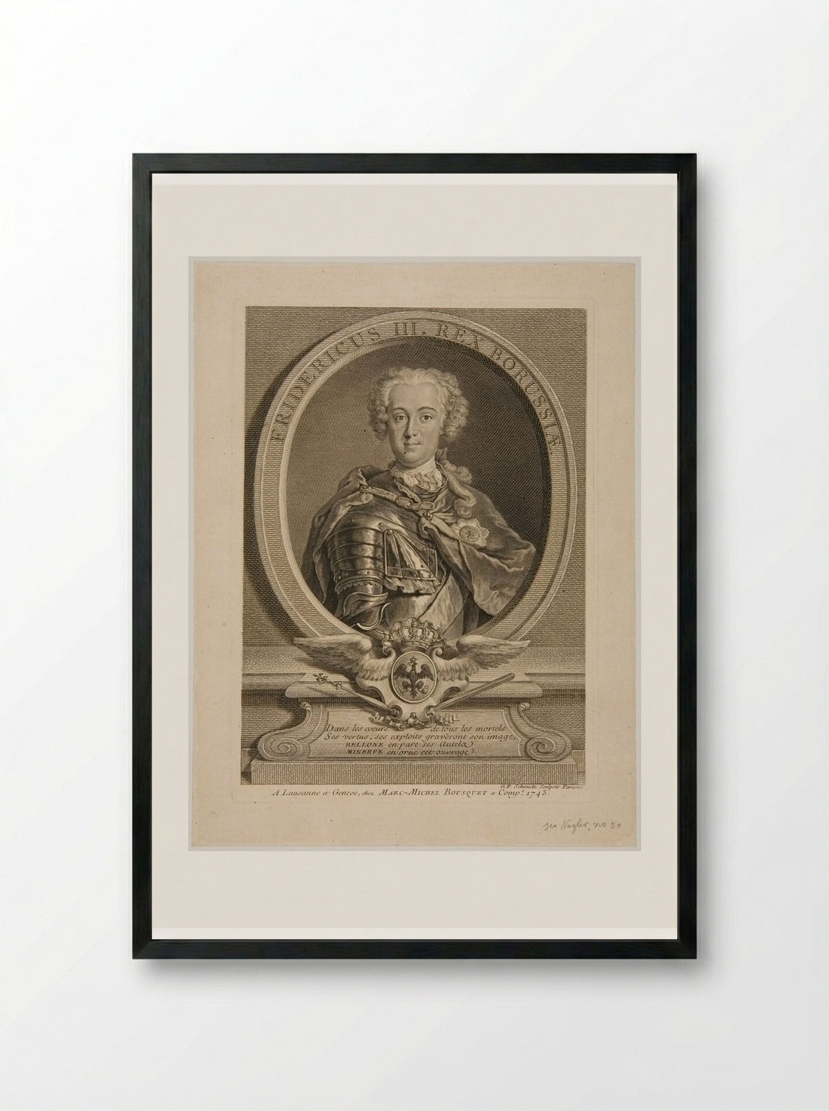Fridericus III, Rex Borussiae - Georg Friedrich Schmidt - Framed Print Black