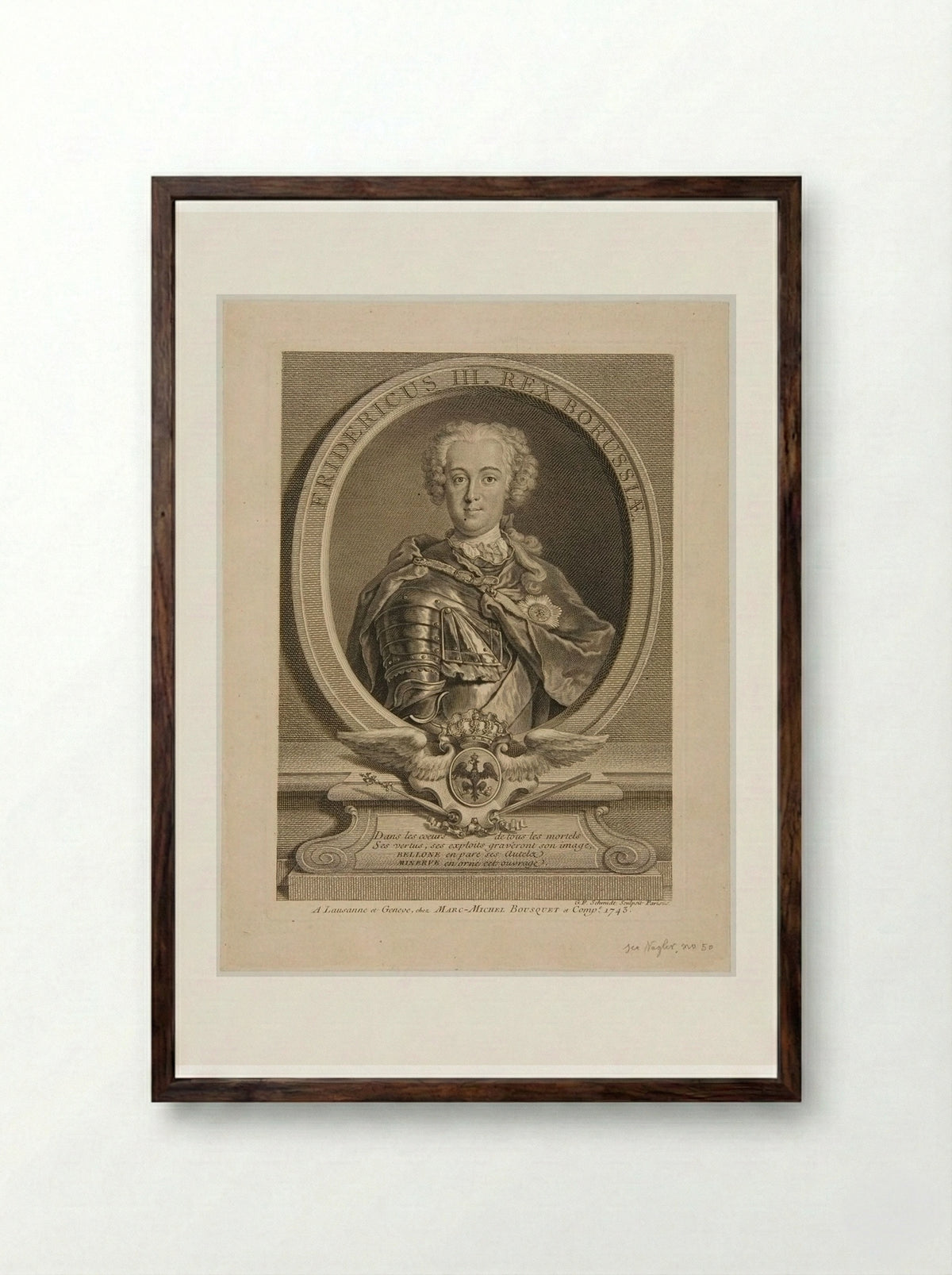 Fridericus III, Rex Borussiae - Georg Friedrich Schmidt - Framed Print Dark Wood