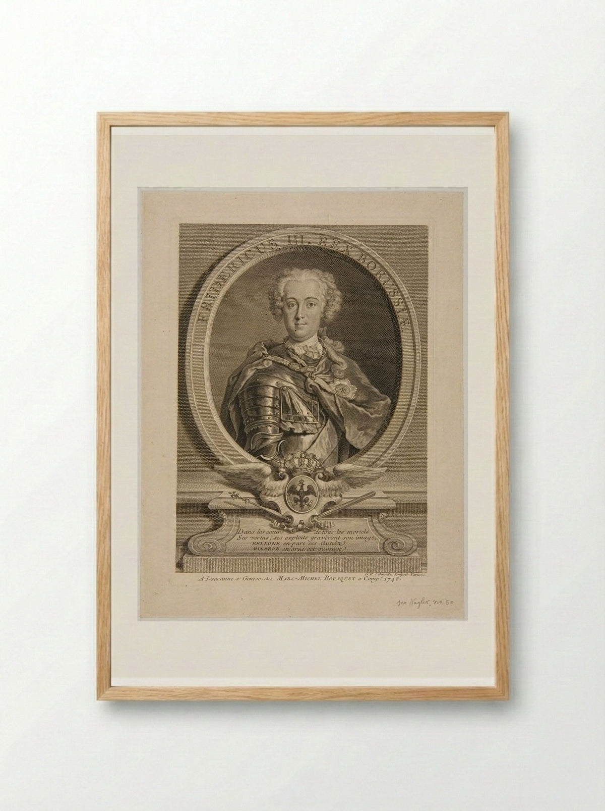 Fridericus III, Rex Borussiae - Georg Friedrich Schmidt - Framed Print Wood