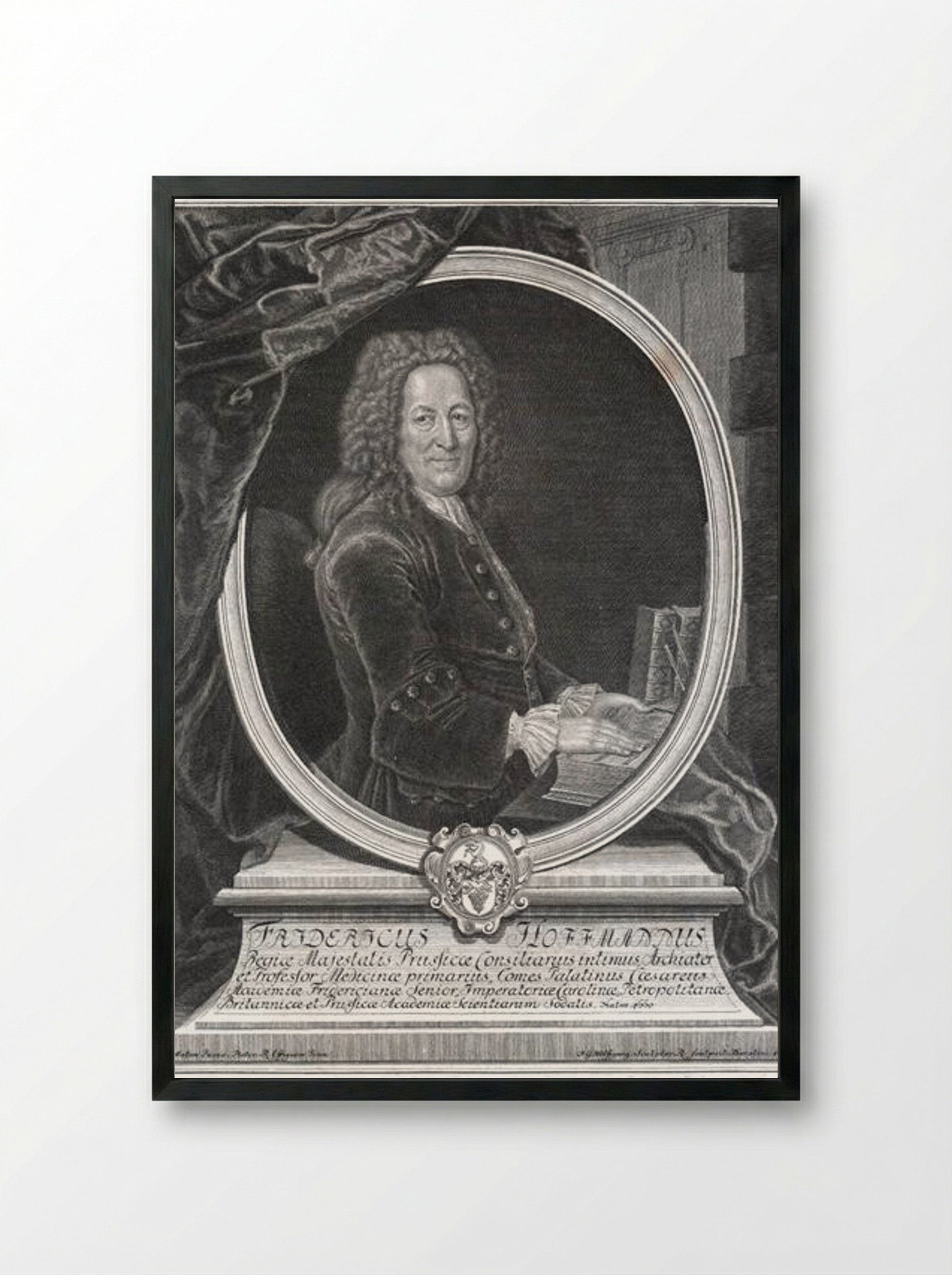 Friedrich Hoffmann, German physician - Antoine Pesne - Framed Print Black