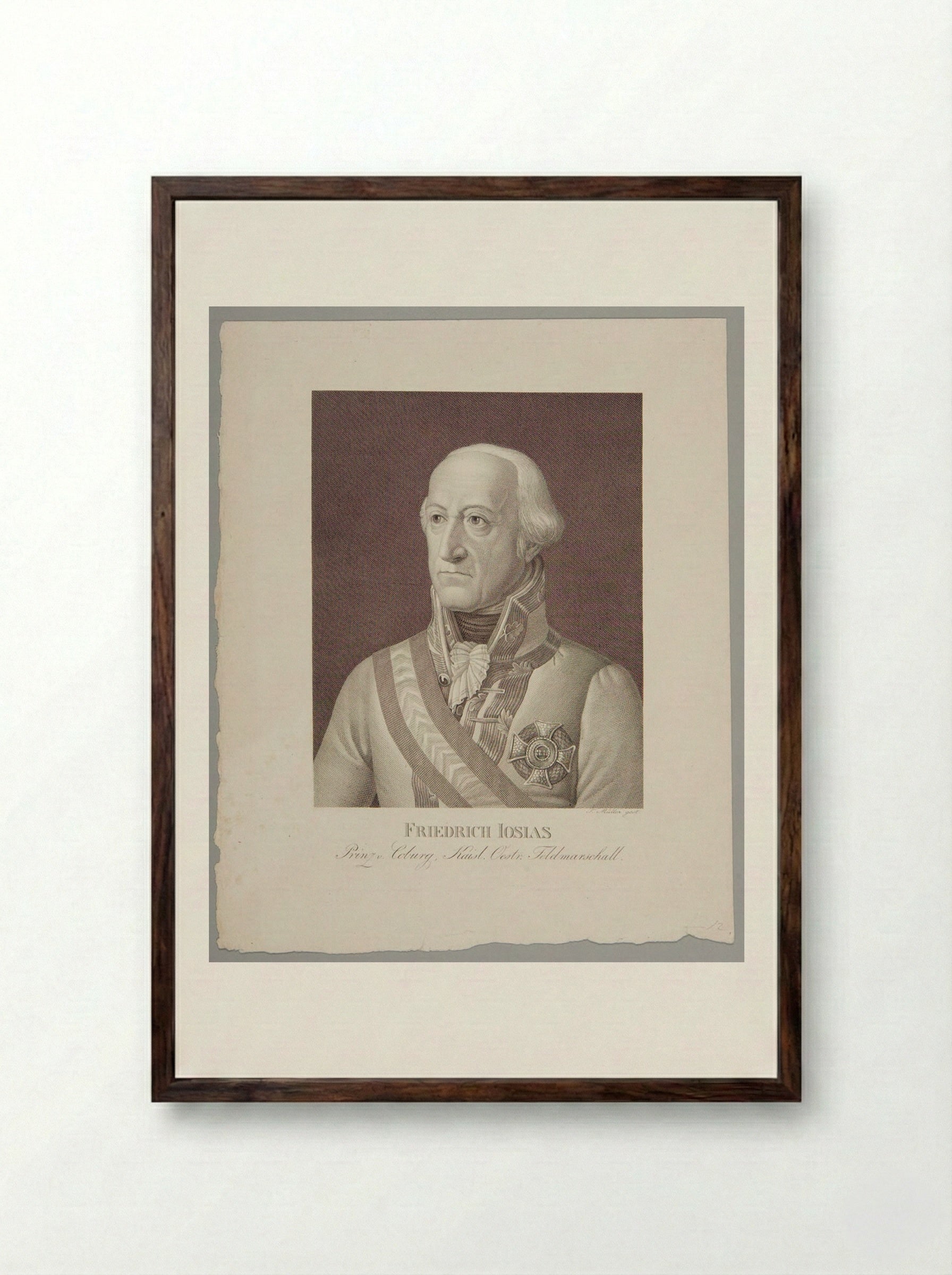 Friedrich Josias, Prince of Coburg - Johann Friedrich Wilhelm Müller - Framed Print Dark Wood