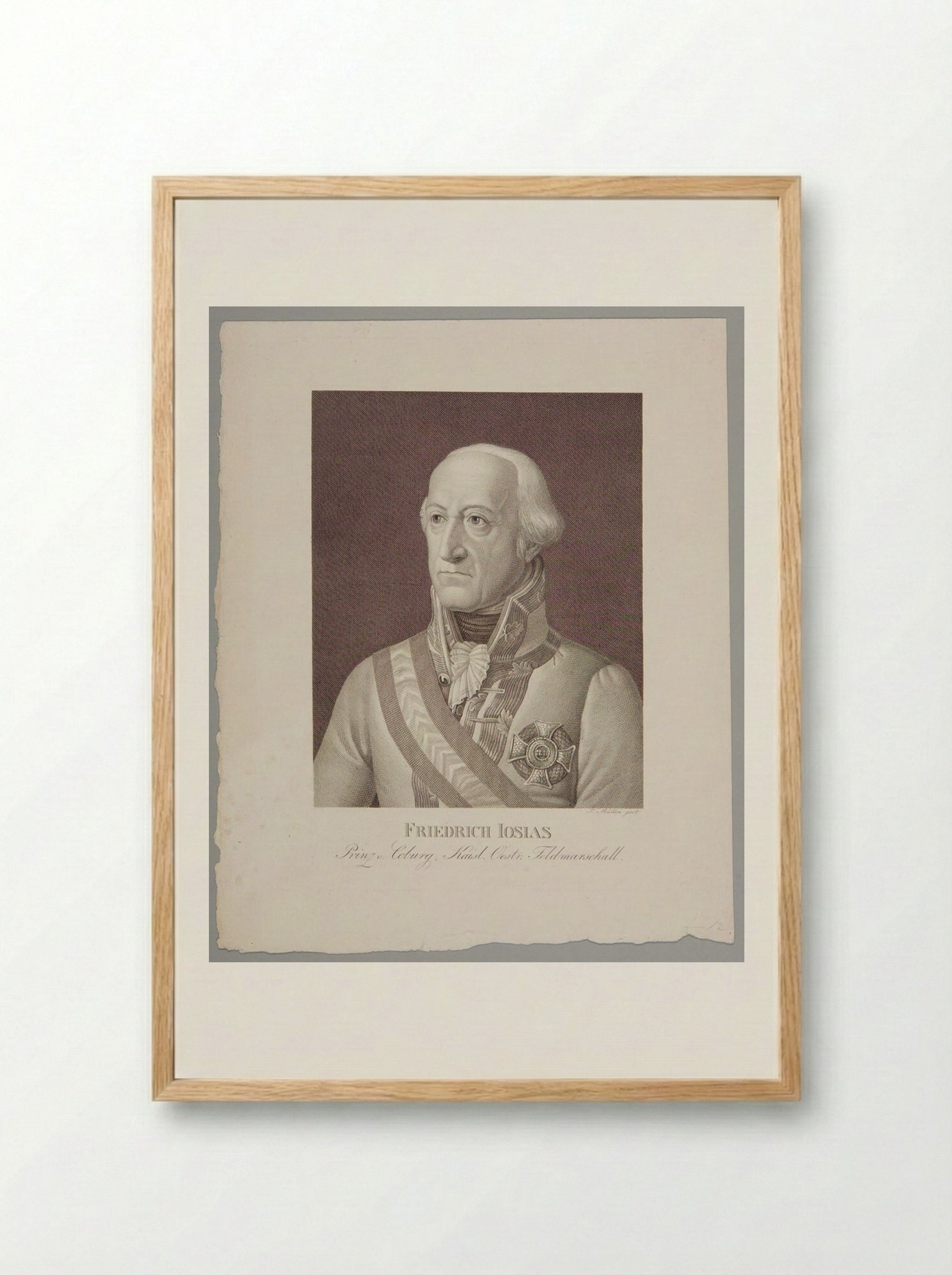 Friedrich Josias, Prince of Coburg - Johann Friedrich Wilhelm Müller - Framed Print Wood