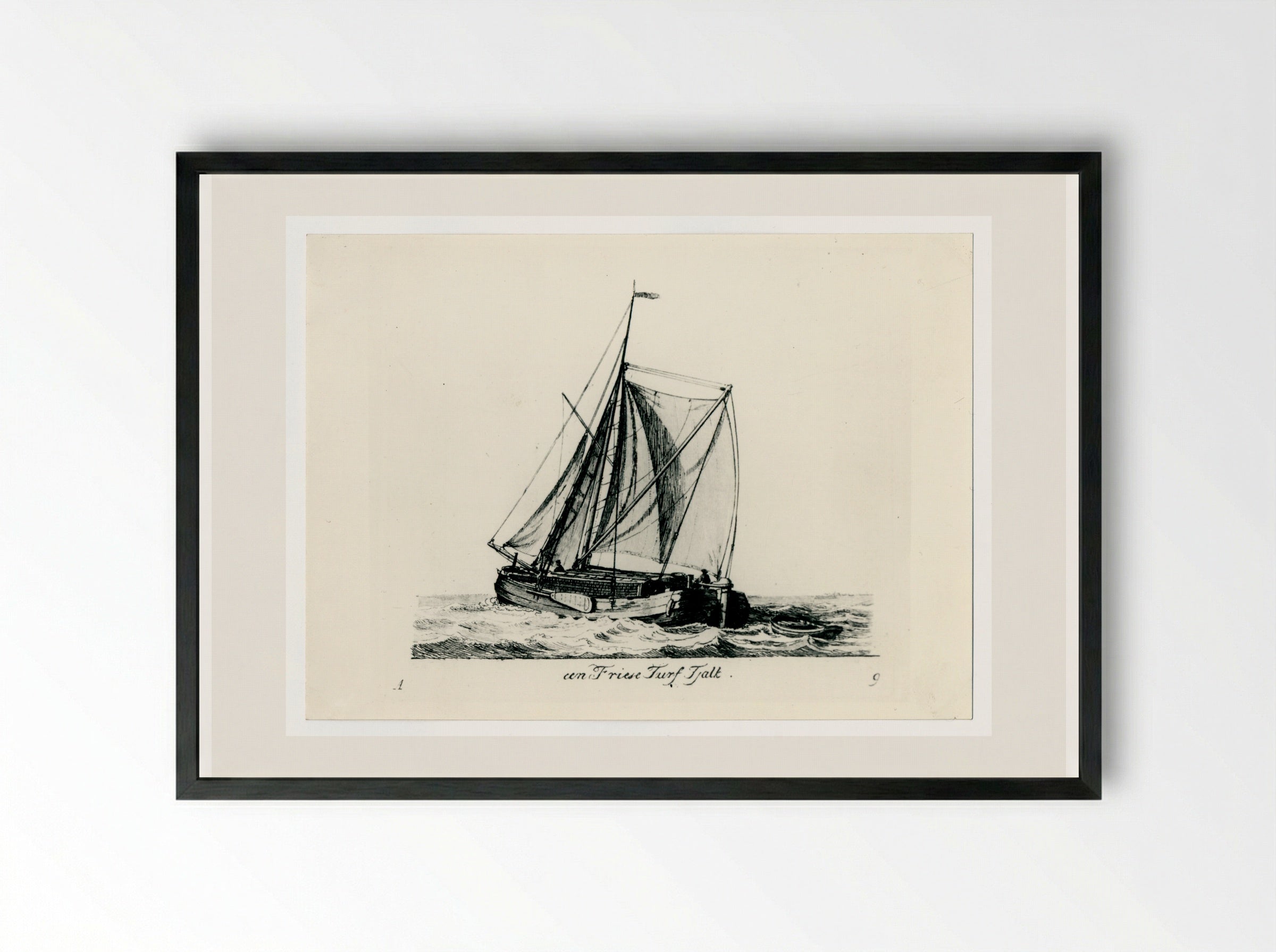 Friese turf tjalk - Gerrit Groenewegen - Framed Print Black