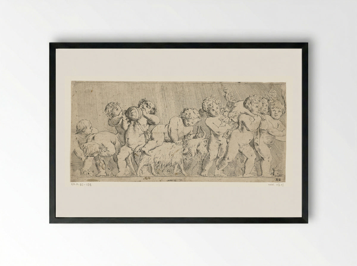 Frieze with Naked Children - Pieter van Avont - Framed Print Black