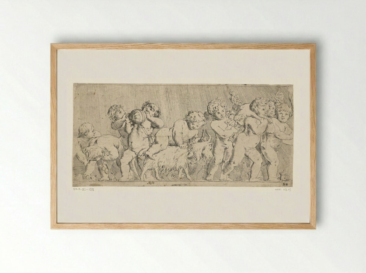 Frieze with Naked Children - Pieter van Avont - Framed Print Wood