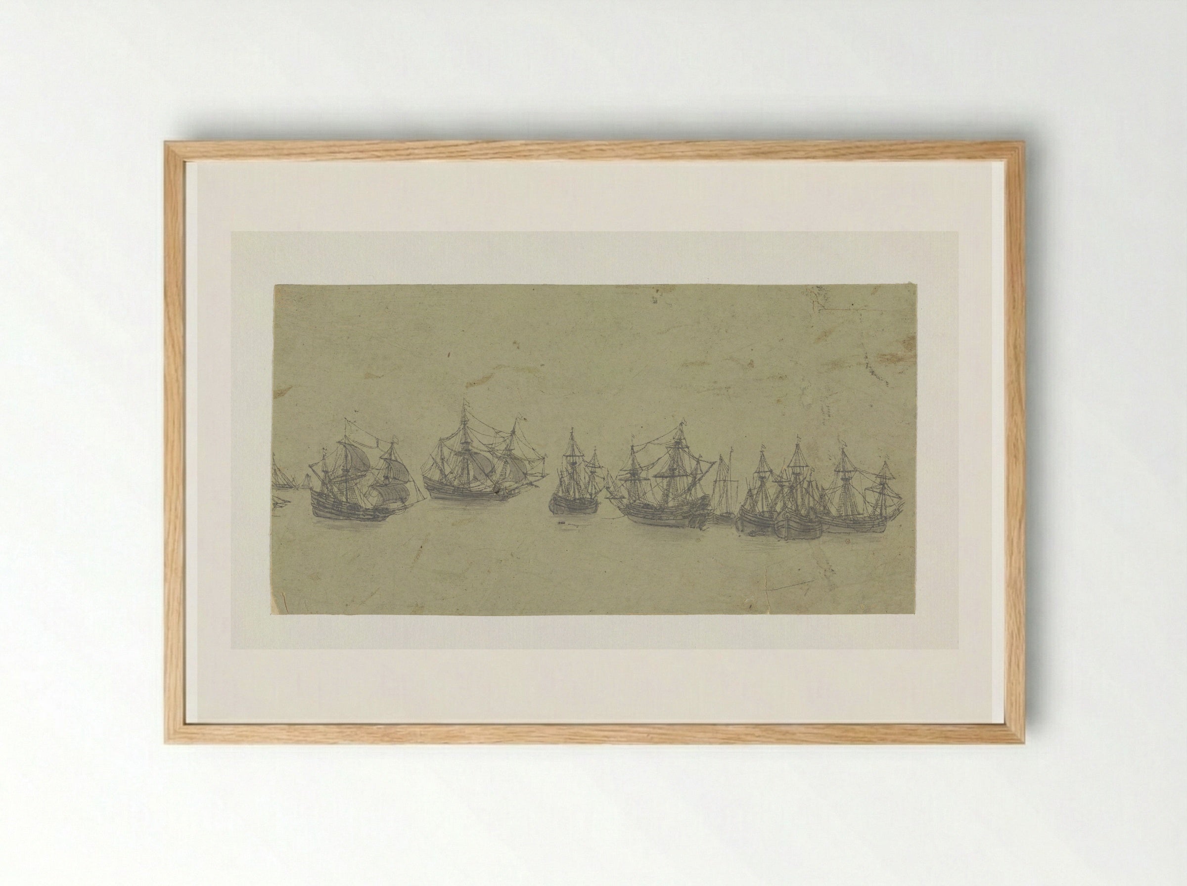 Frieze with Ships in a Roadstead - Hercules Segers - Framed Print Wood