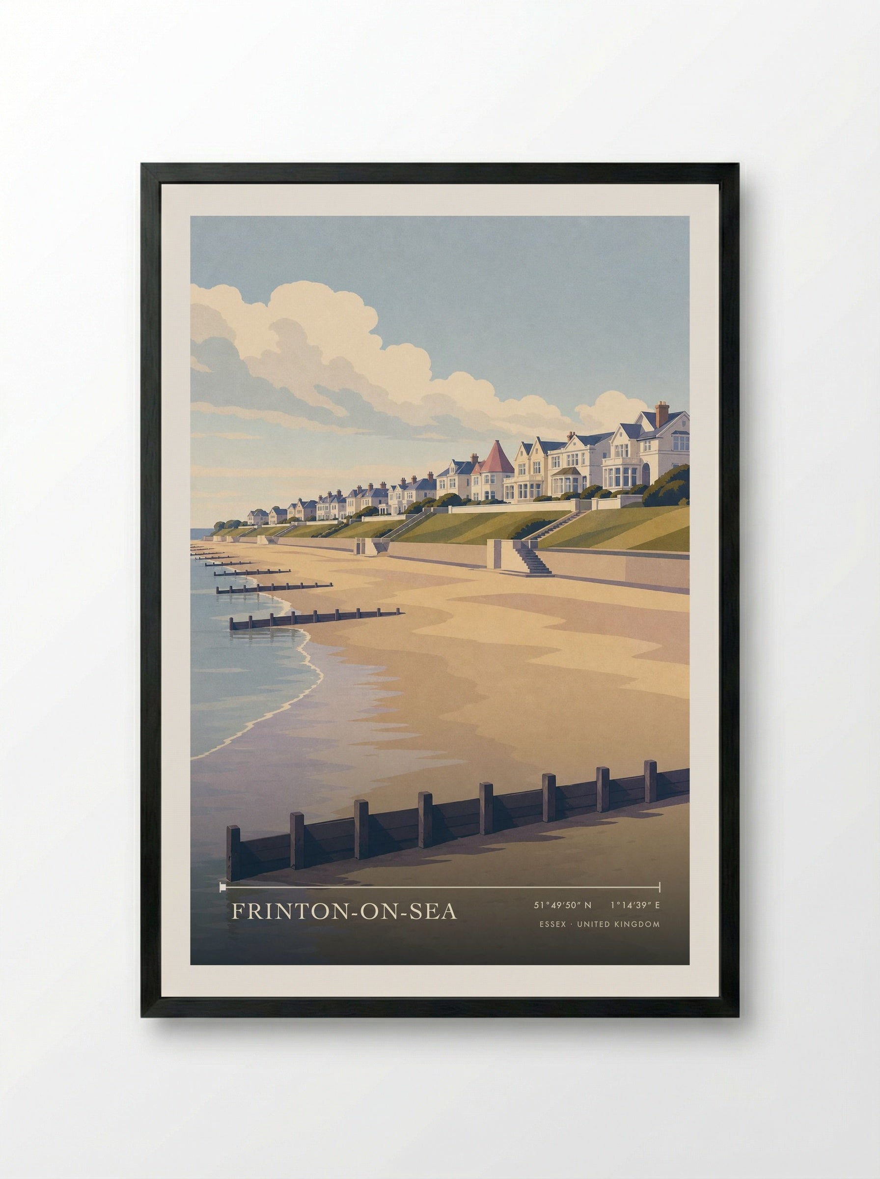 Frinton-on-Sea Essex United Kingdom Travel Poster - Framed Print Black