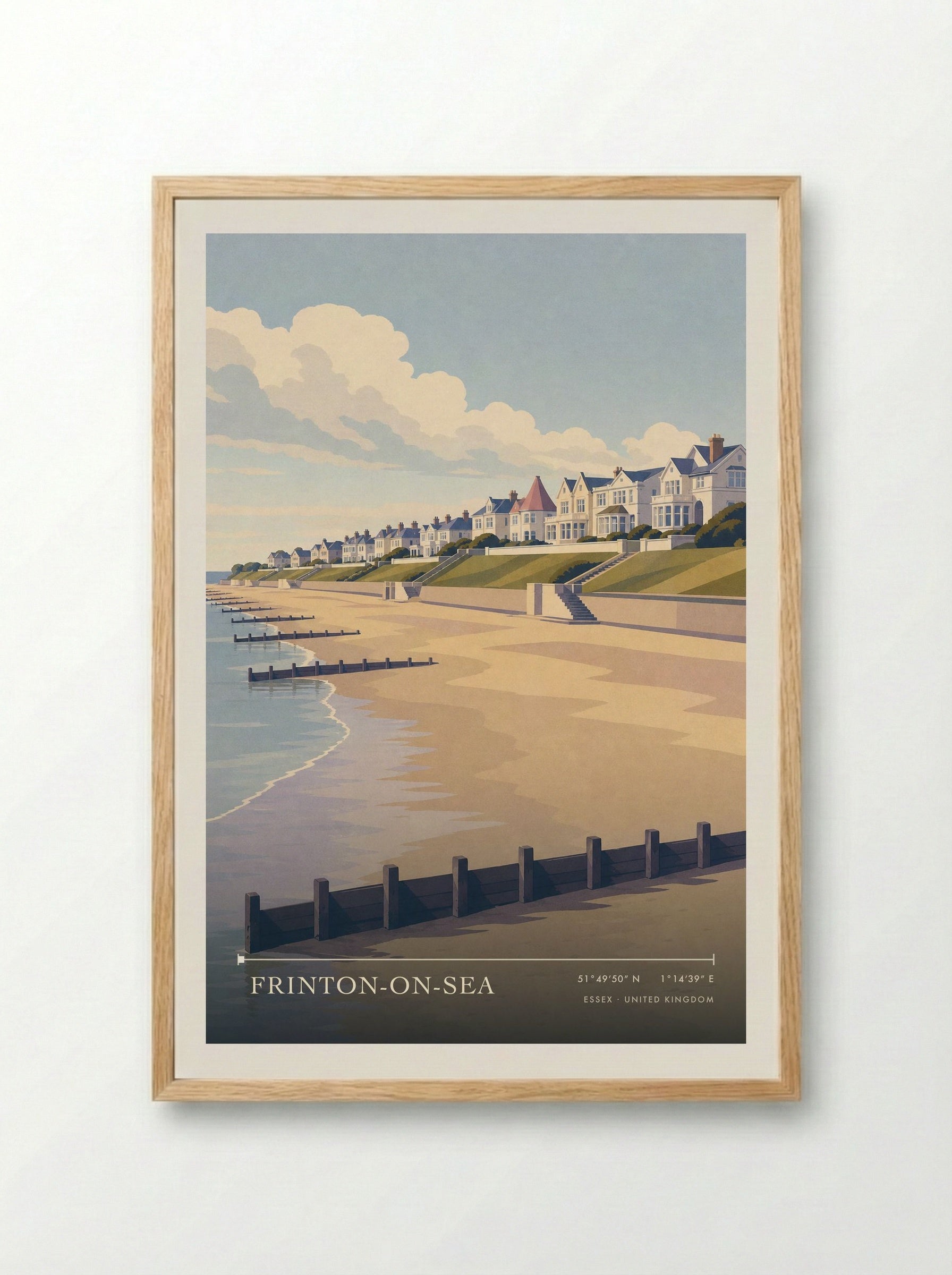 Frinton-on-Sea Essex United Kingdom Travel Poster - Framed Print Wood