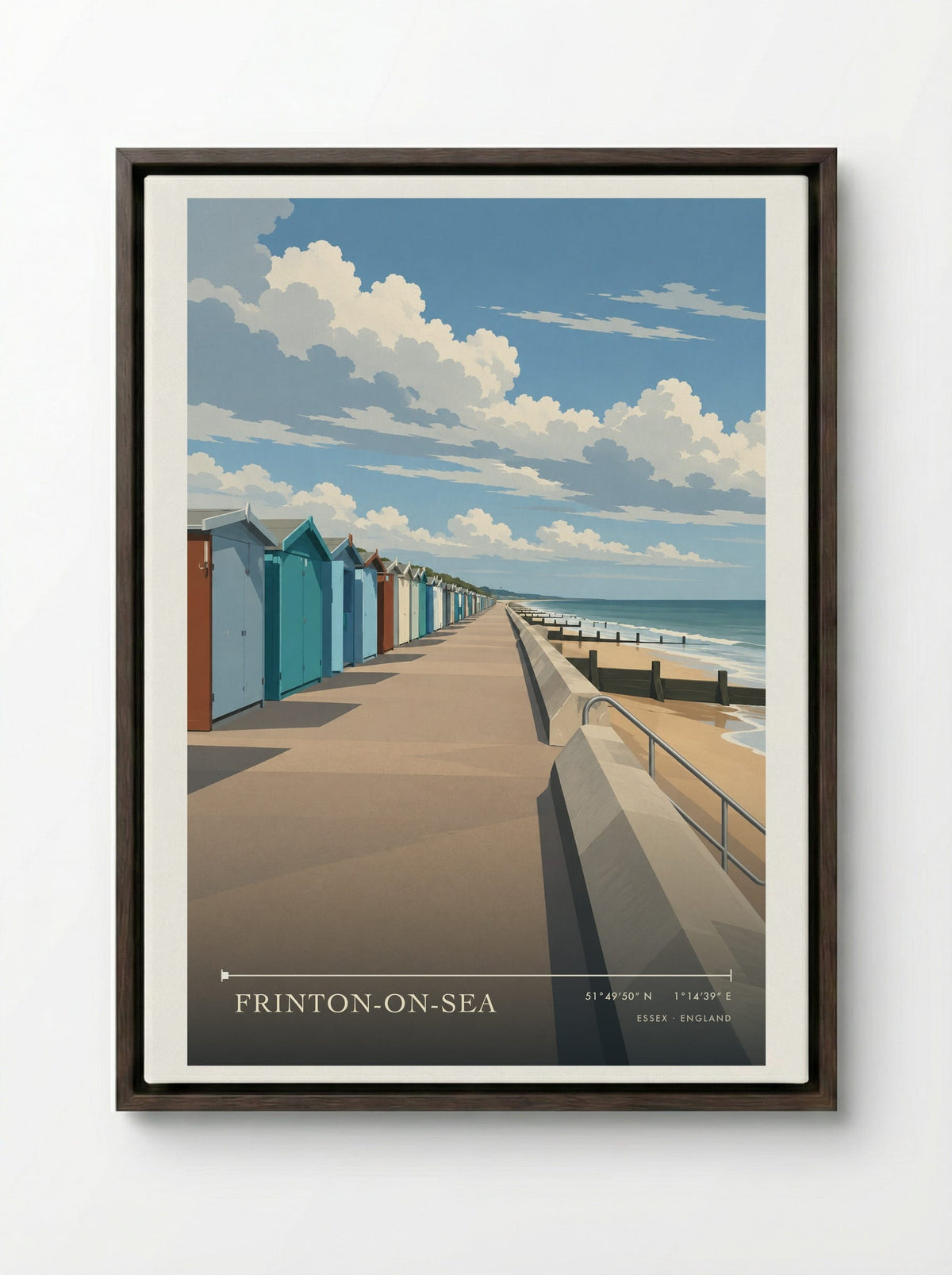 Frinton-on-Sea, Essex | Travel Poster - Framed Canvas Dark Wood