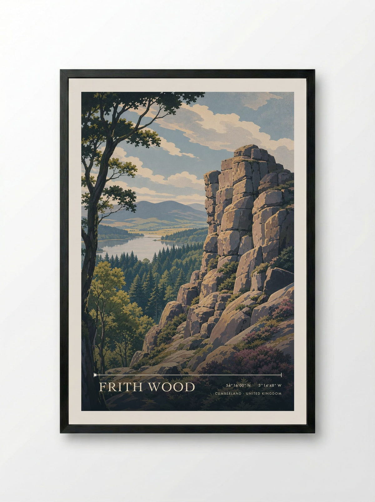 Frith Wood Cumberland United Kingdom Travel Poster - Framed Print Black