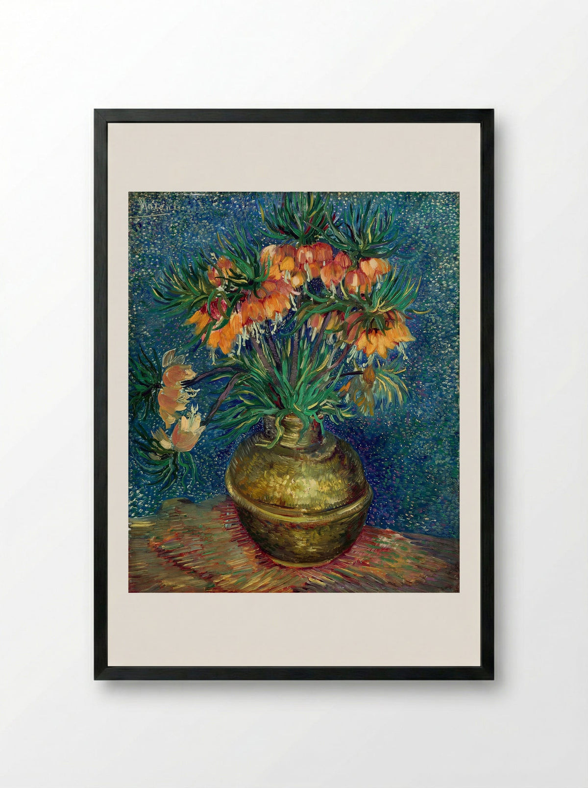 Fritillaries in a Copper Vase - Vincent van Gogh - Framed Print Black
