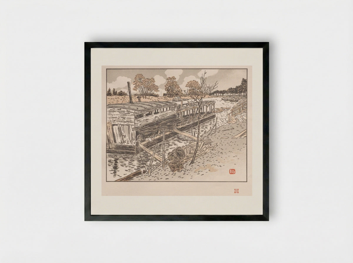 From Bas-Meudon, Old Lavoir - Henri Rivière - Framed Print Black