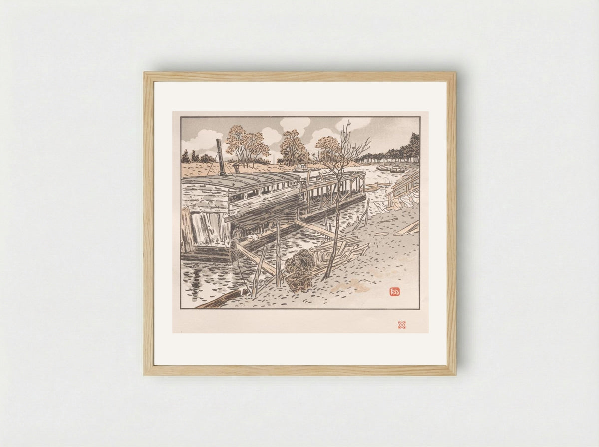 From Bas-Meudon, Old Lavoir - Henri Rivière - Framed Print Wood