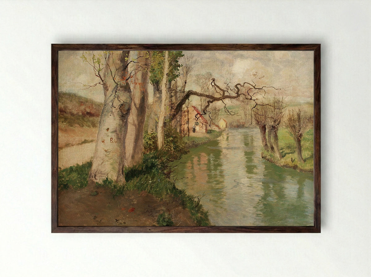 From Dieppe to Arques River - Frits Thaulow - Framed Print Dark Wood