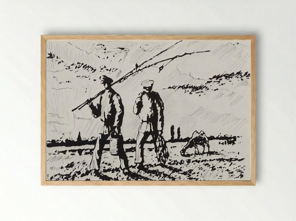 From Fishing - Boris Kustodiev - Framed Print Wood