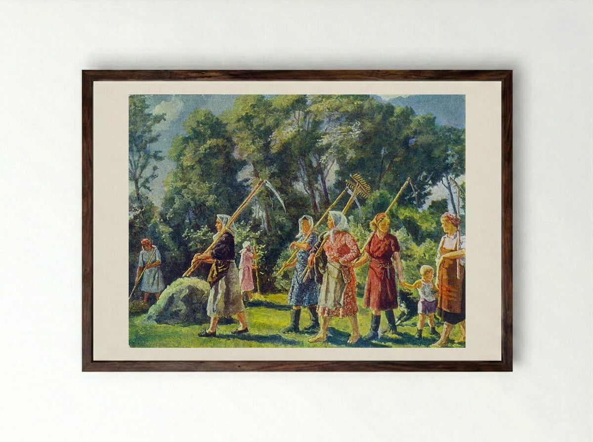 From Mowing - Pyotr Konchalovsky - Framed Print Dark Wood