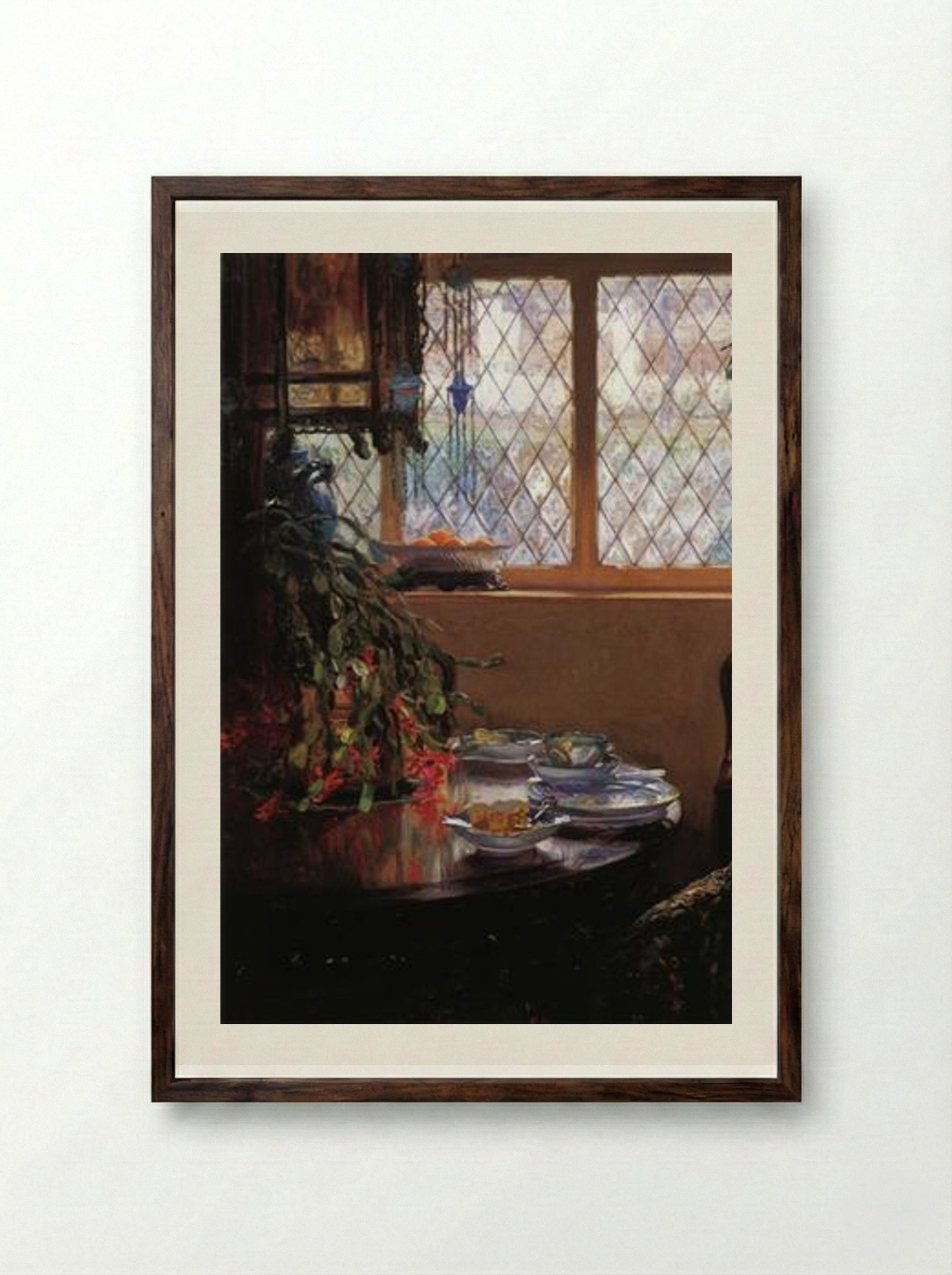 From the Dining Room Window - Guy Rose - Framed Print Dark Wood