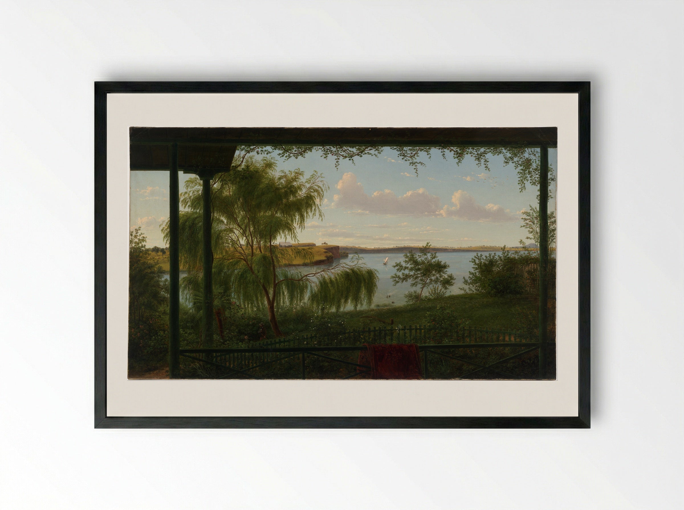 From the verandah of Purrumbete - Eugene von Guerard - Framed Print Black