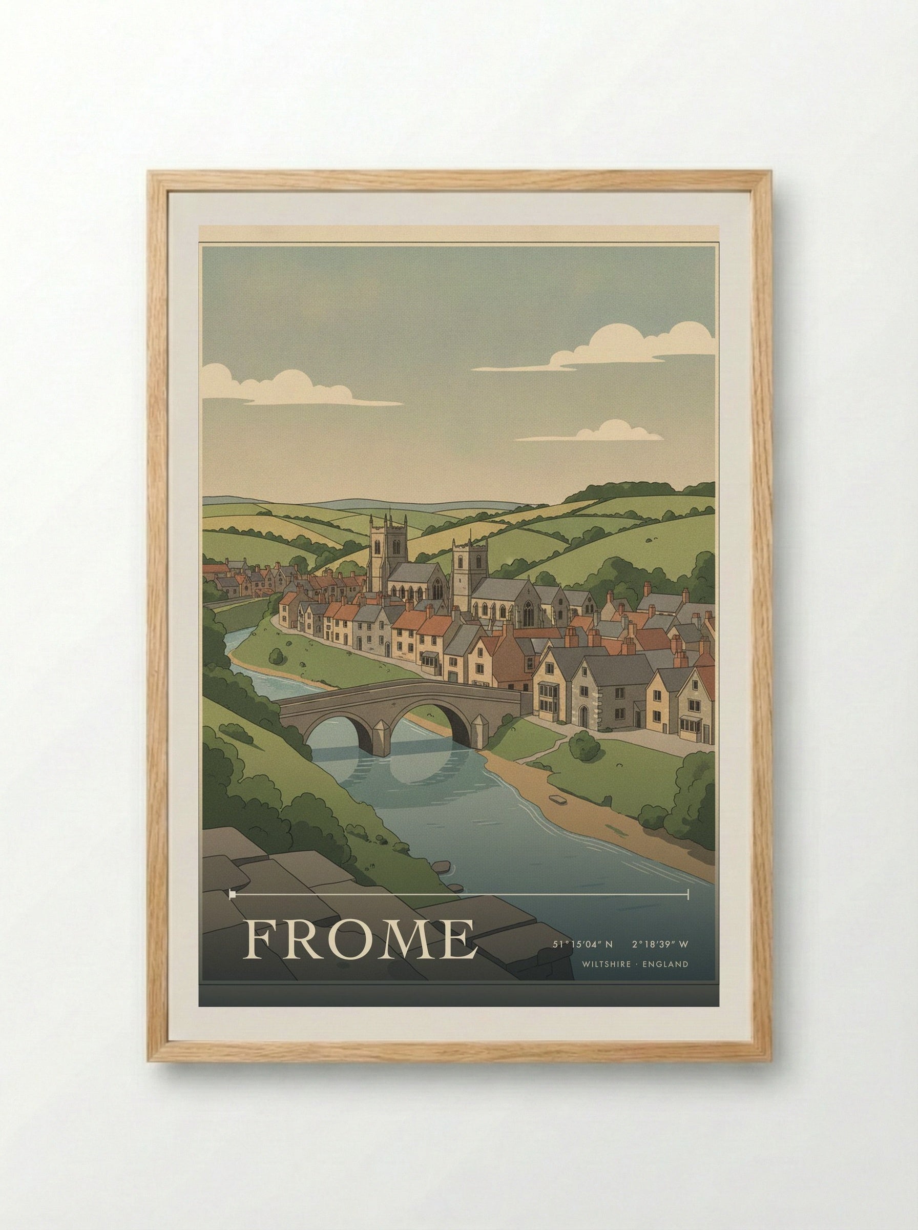 Frome Wiltshire England Travel Poster - Framed Print Wood