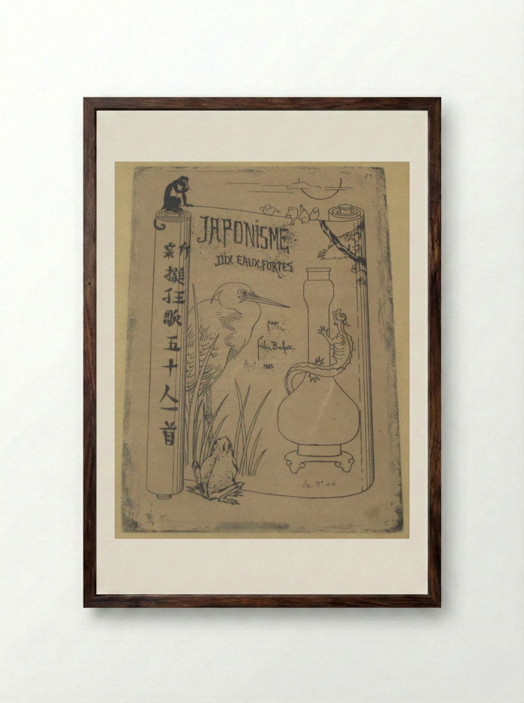 Front Cover: Japonisme - Félix Hilaire Buhot - Framed Print Dark Wood