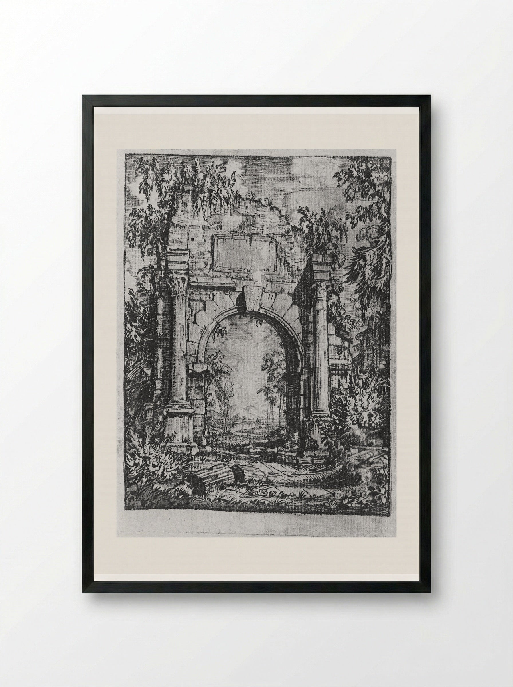 Frontispiece (Architectural Ruin, Etching) - Konstantin Bogaevsky - Framed Print Black