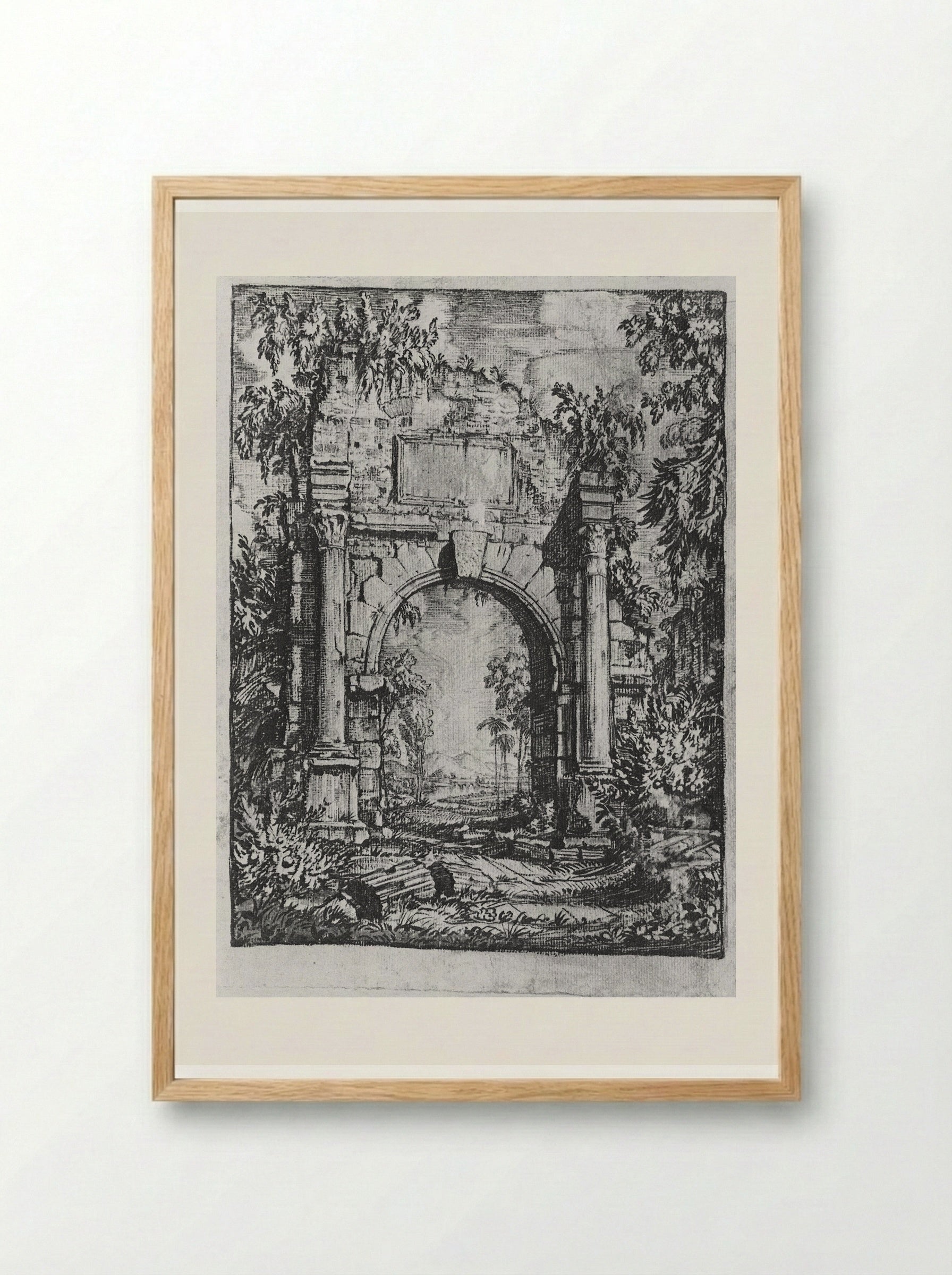 Frontispiece (Architectural Ruin, Etching) - Konstantin Bogaevsky - Framed Print Wood