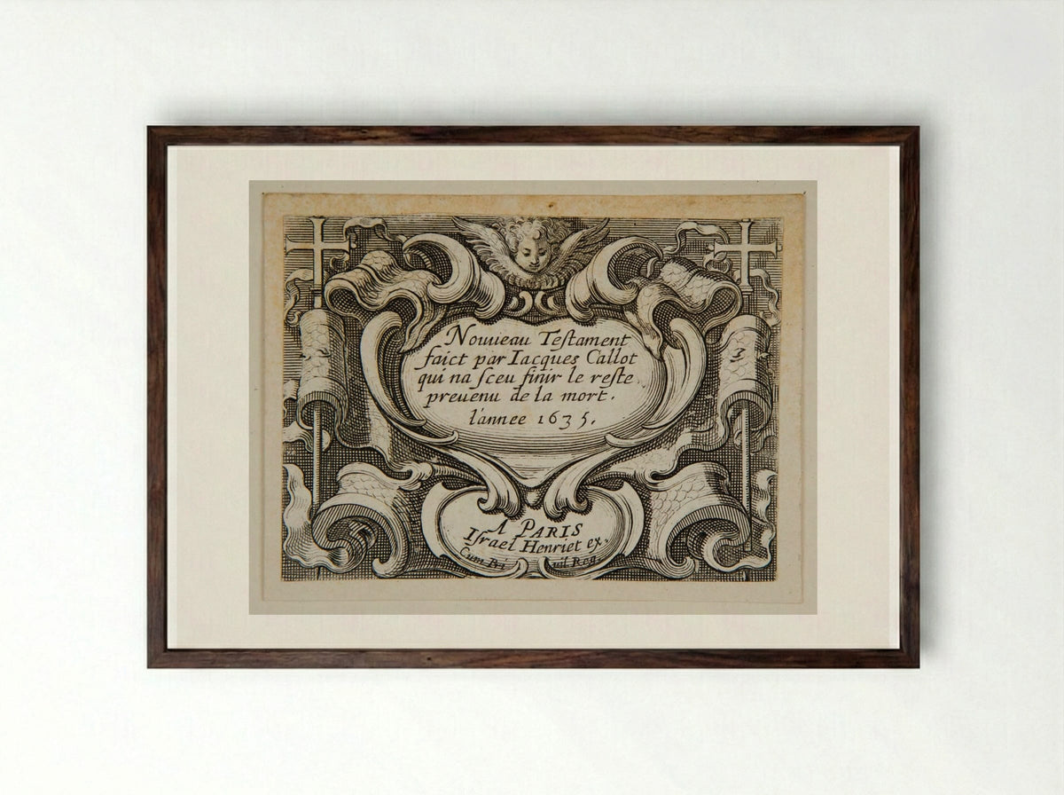 Frontispiece (Nouveau Testament) - Abraham Bosse - Framed Print Dark Wood