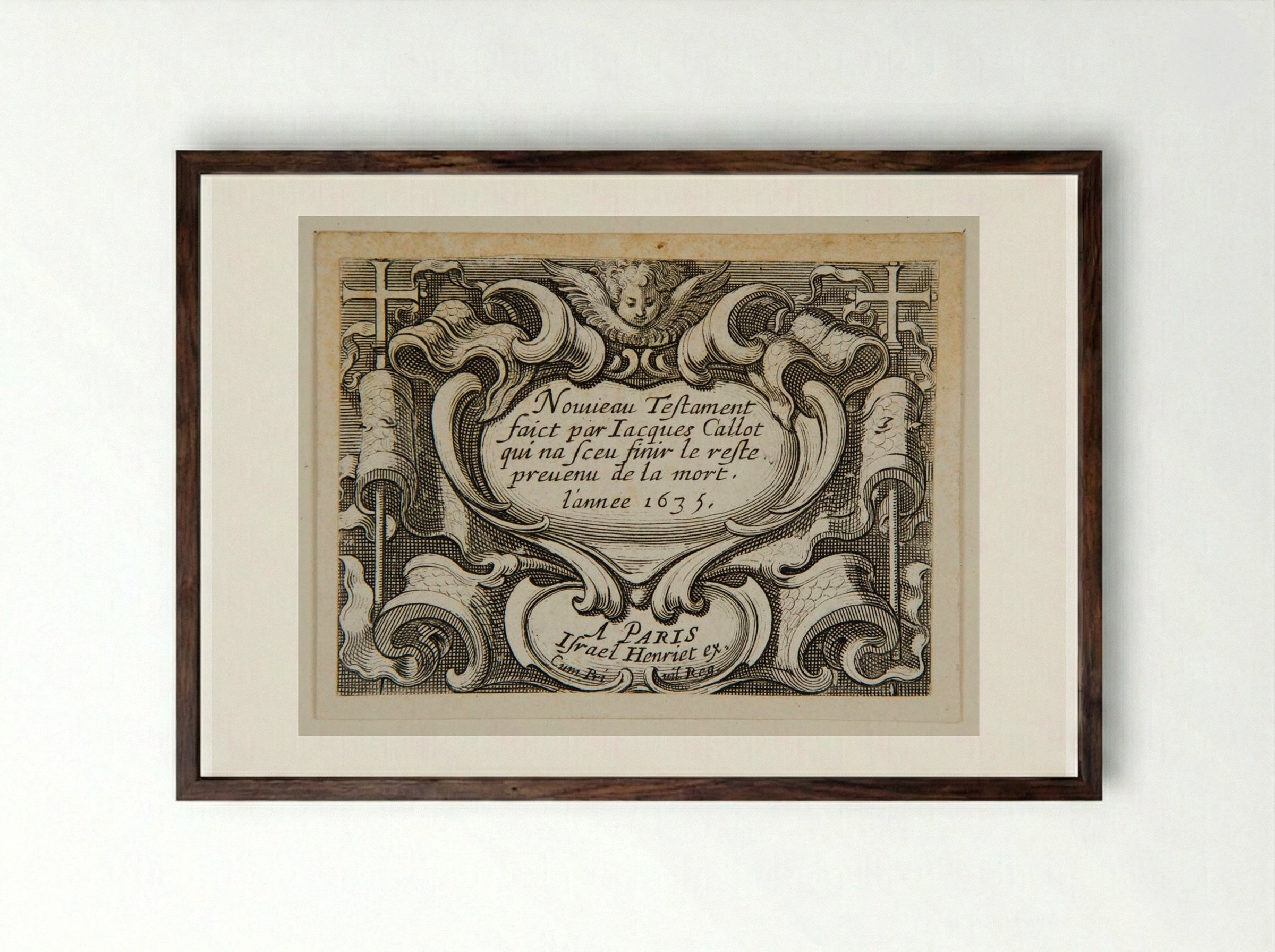Frontispiece (Nouveau Testament) - Abraham Bosse - Framed Print Dark Wood