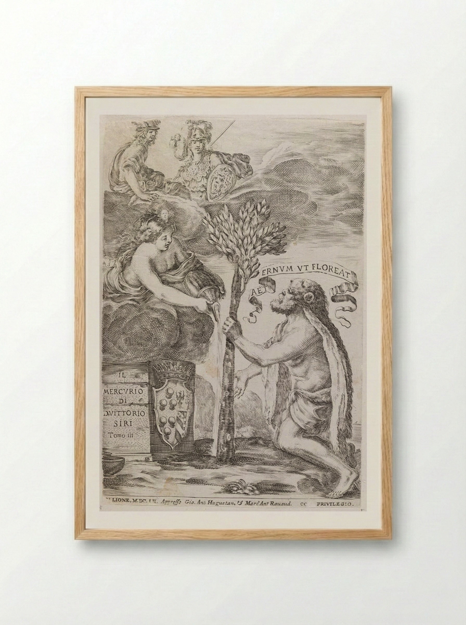 Frontispiece (The Club of Hercules Becomes a Green Tree) - Stefano Della Bella - Framed Print Wood