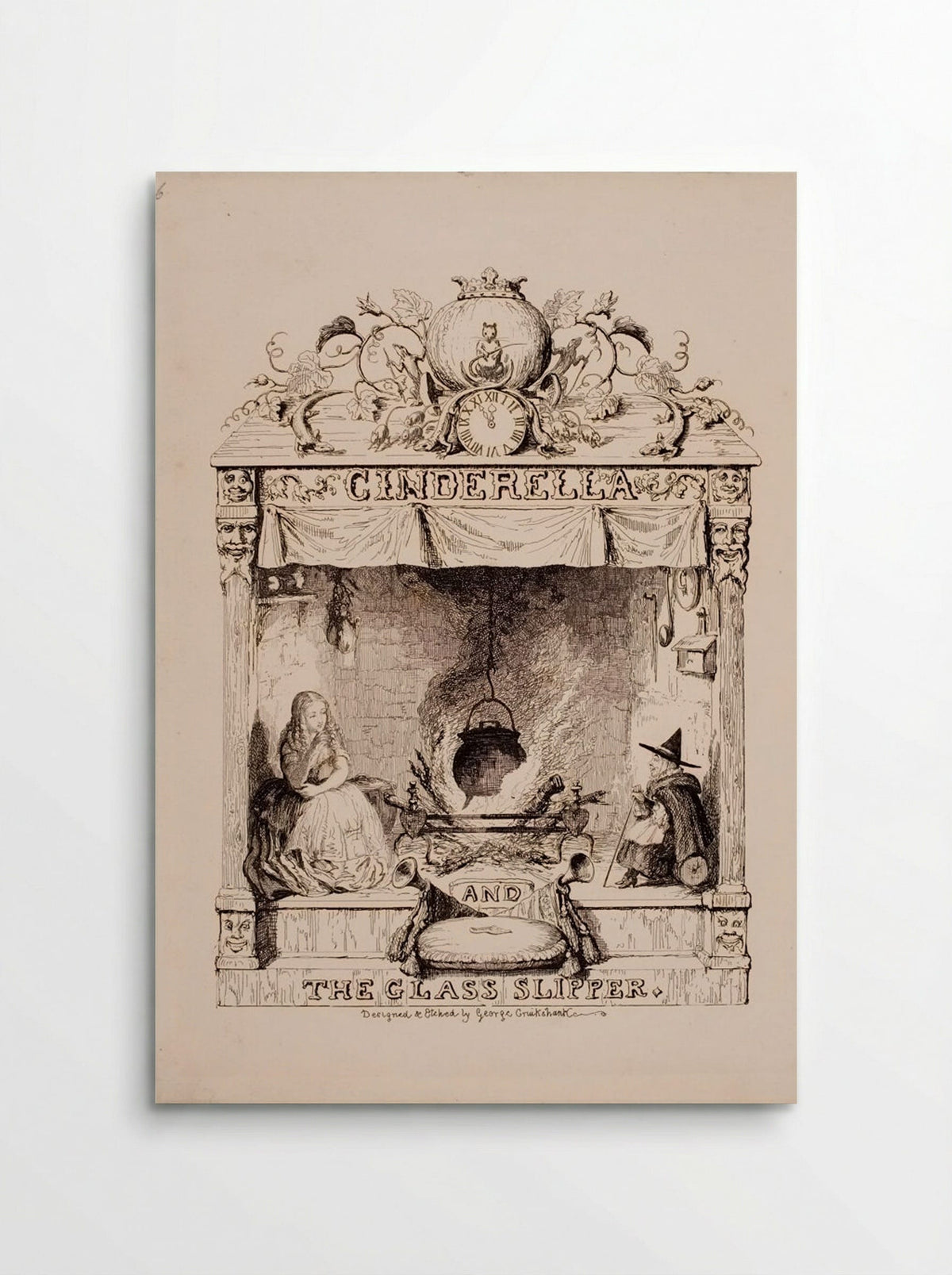 Frontispiece for Cinderella and the Glass Slipper - George Cruikshank - Poster