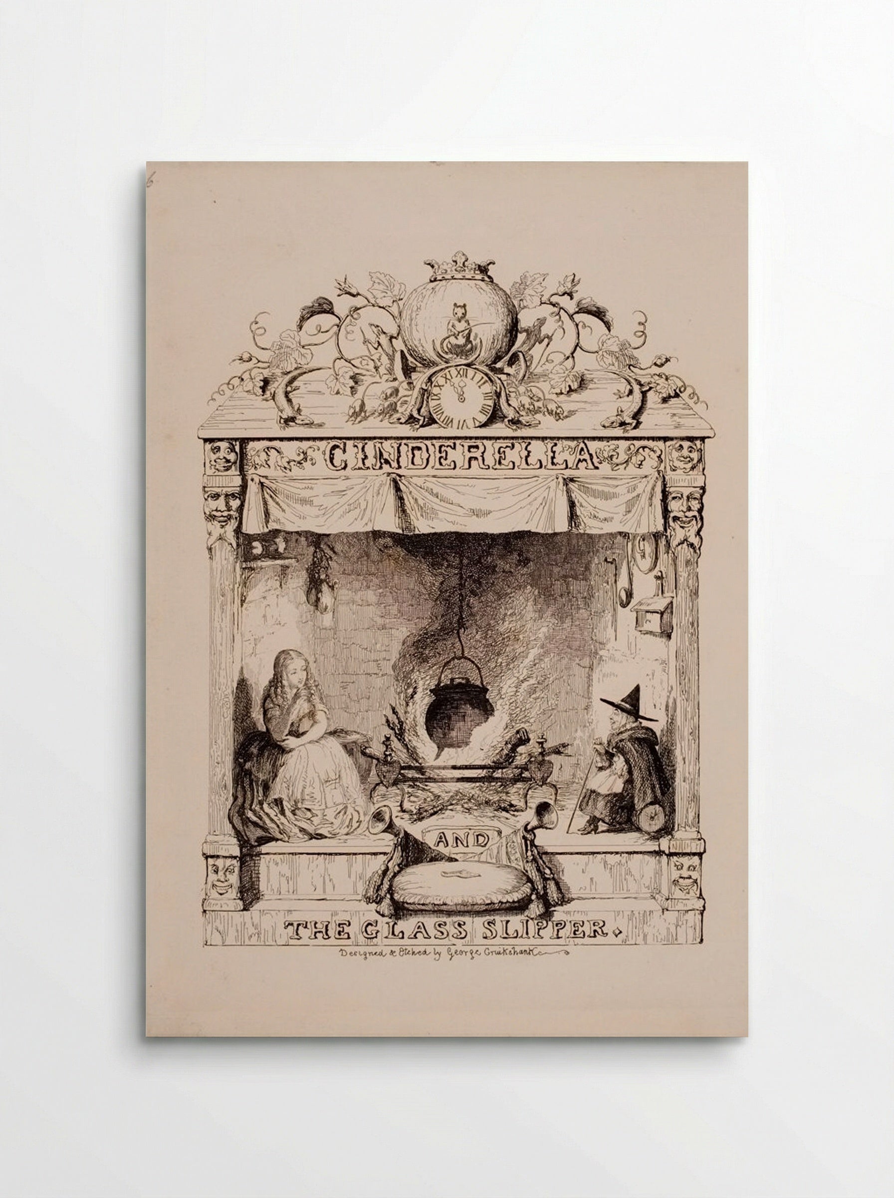 Frontispiece for Cinderella and the Glass Slipper - George Cruikshank - Poster