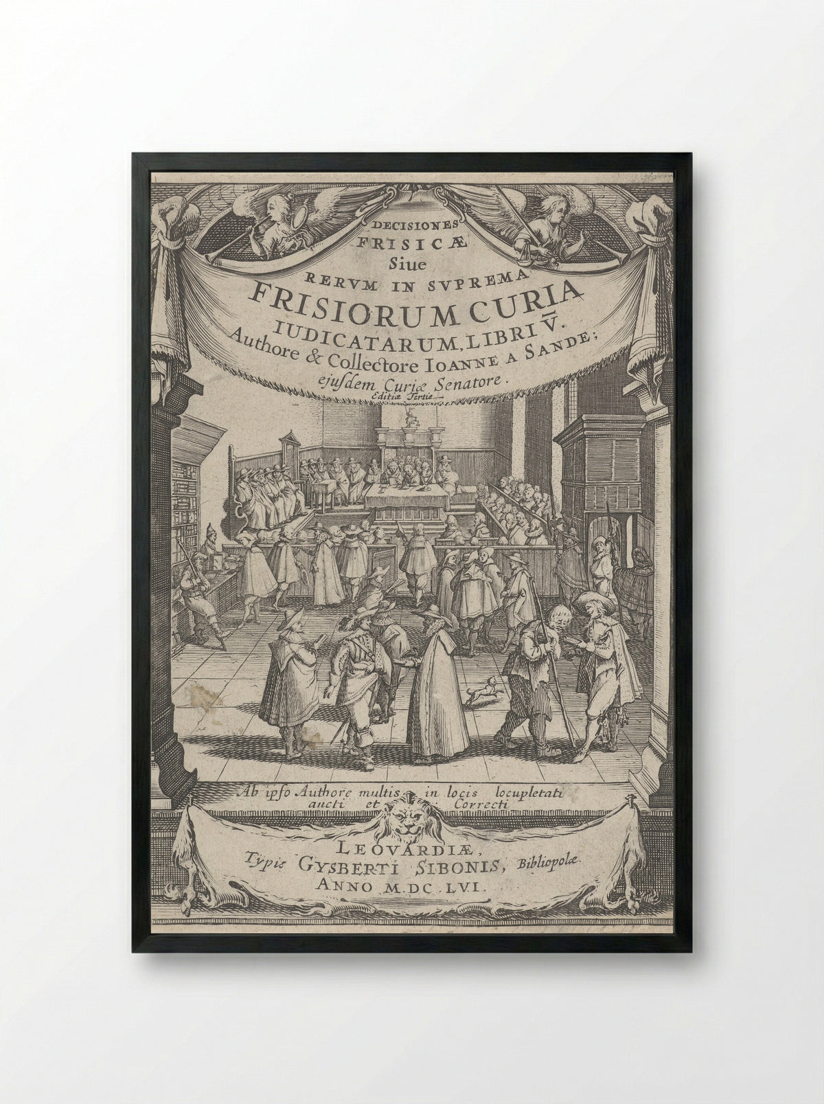 Frontispiece for Decisiones Frisicae - J. Hermans - Framed Print Black