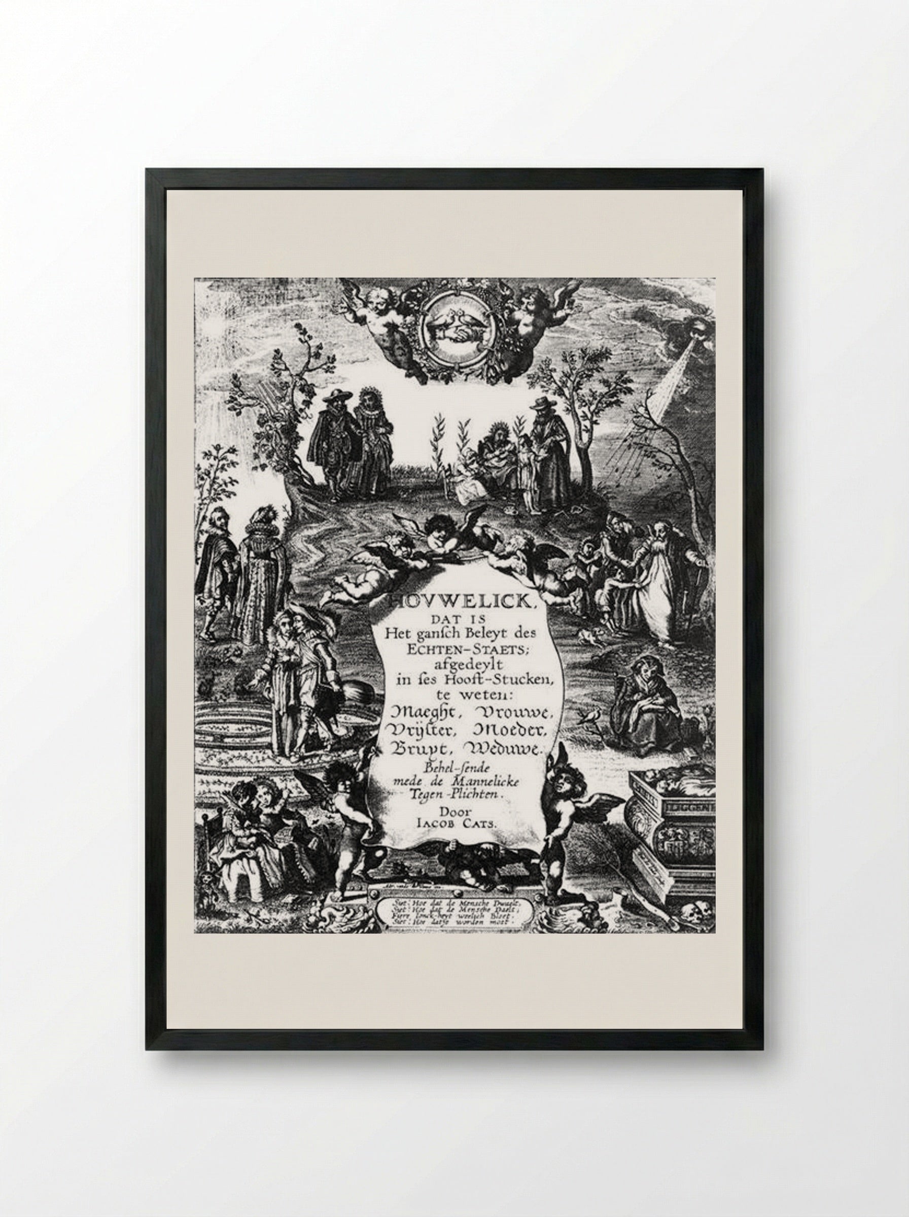 Frontispiece for Hovwelyck - Adriaen van de Venne - Framed Print Black