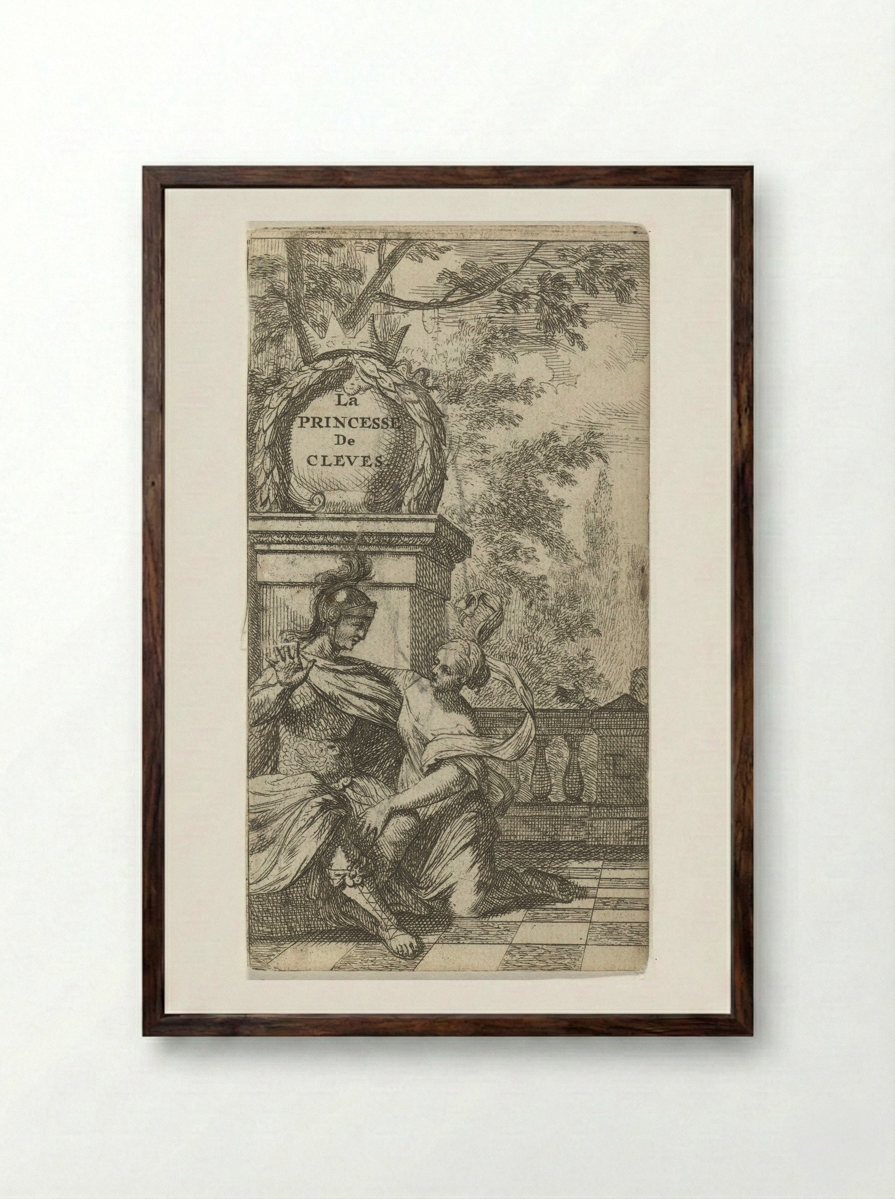 Frontispiece for La Princesse de Clèves - Theodor Lubienitzki - Framed Print Dark Wood