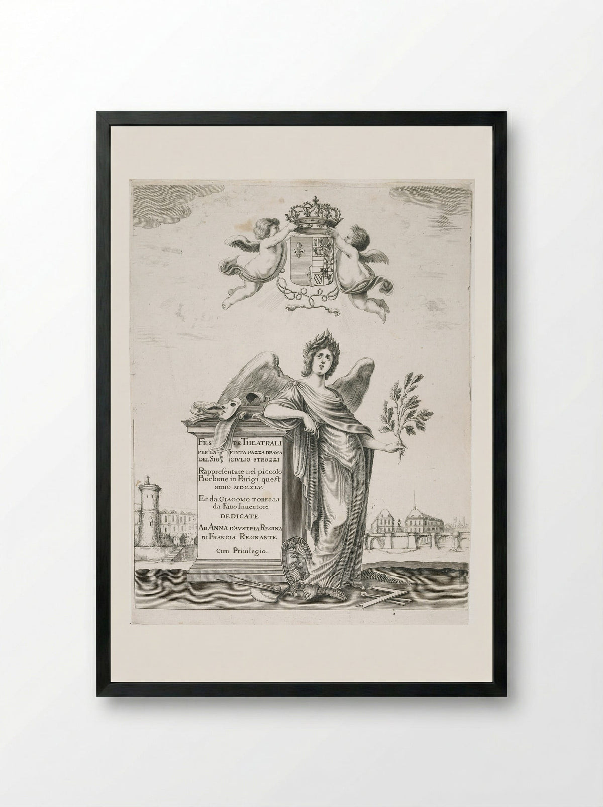 Frontispiece for La finta pazza - Stefano Della Bella - Framed Print Black