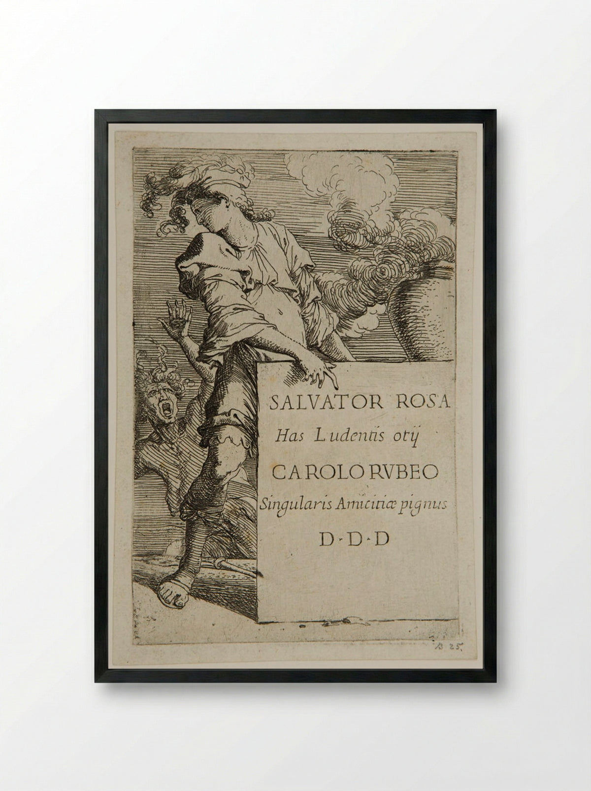 Frontispiece of the Figurine - Salvator Rosa - Framed Print Black