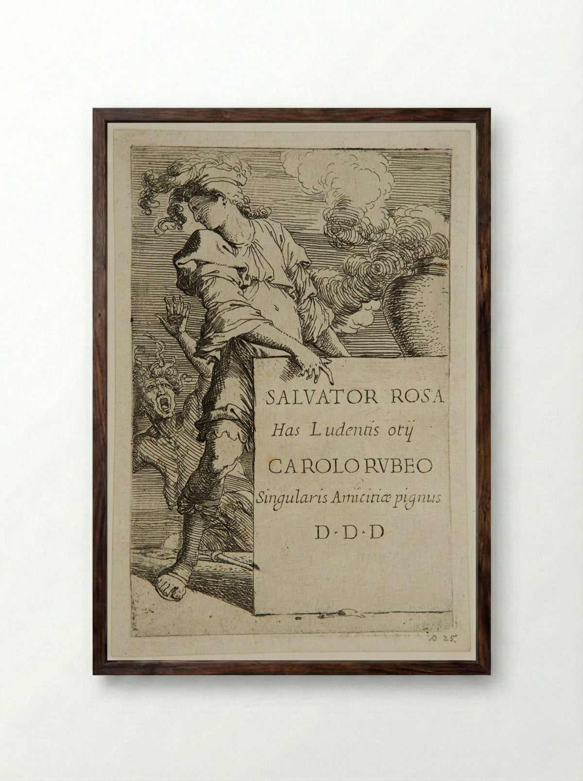 Frontispiece of the Figurine - Salvator Rosa - Framed Print Dark Wood