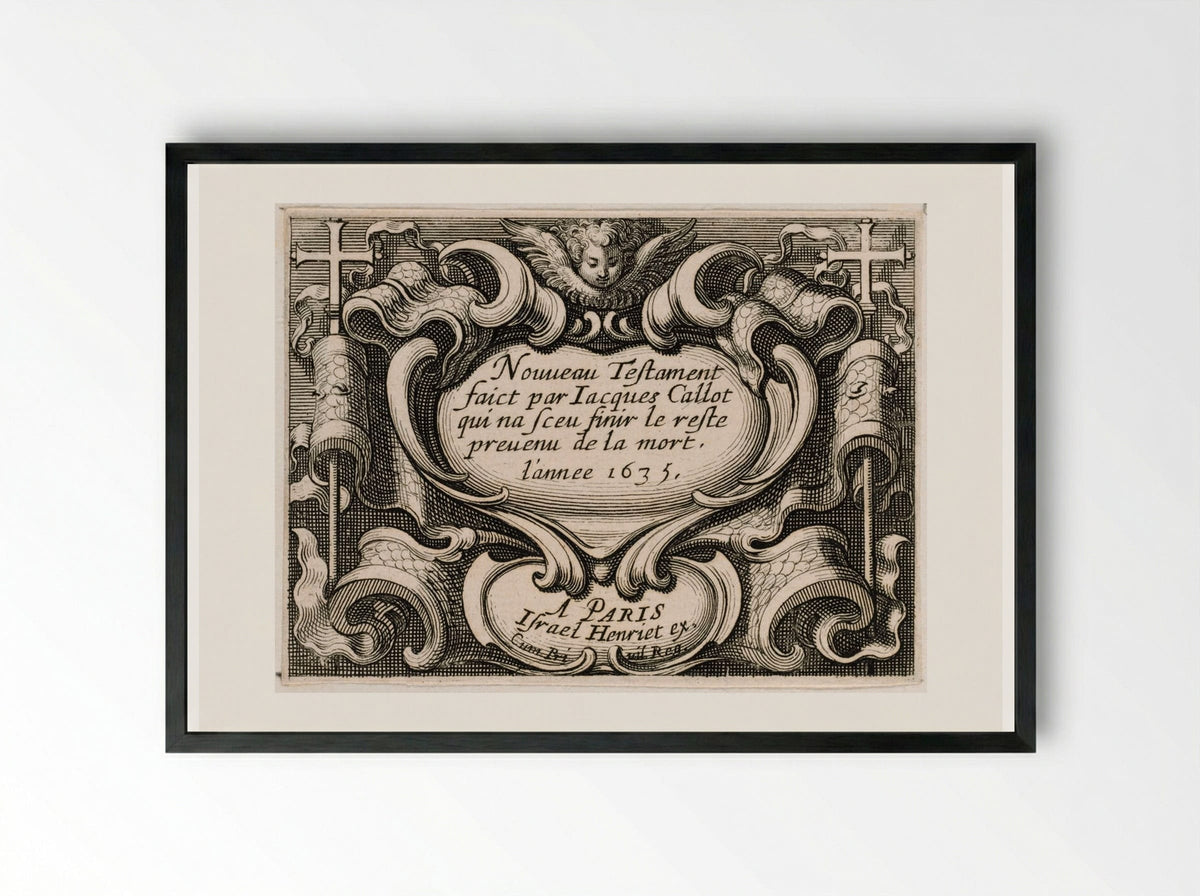 Frontispiece to New Testament series of Callot - Abraham Bosse - Framed Print Black