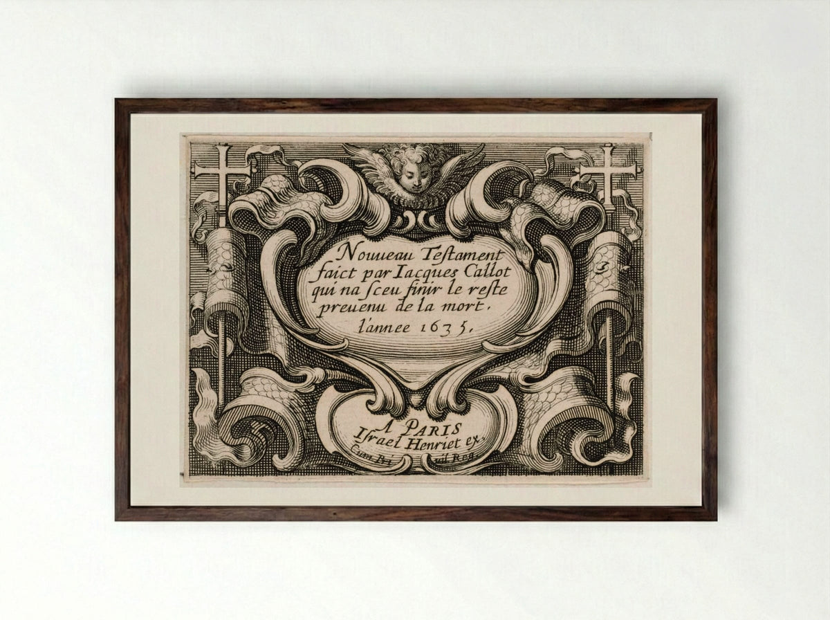 Frontispiece to New Testament series of Callot - Abraham Bosse - Framed Print Dark Wood