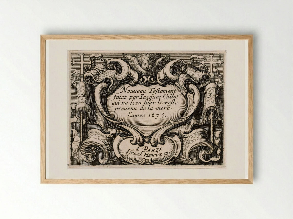 Frontispiece to New Testament series of Callot - Abraham Bosse - Framed Print Wood